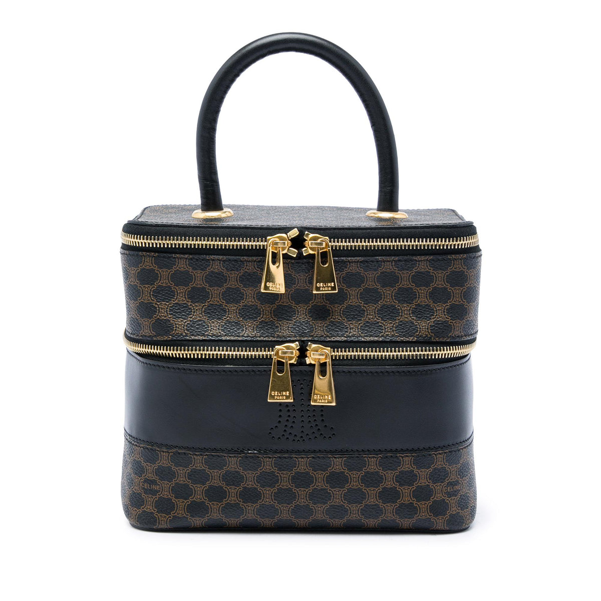 Celine Macadam Coated Canvas Double Zip Vanity Bag