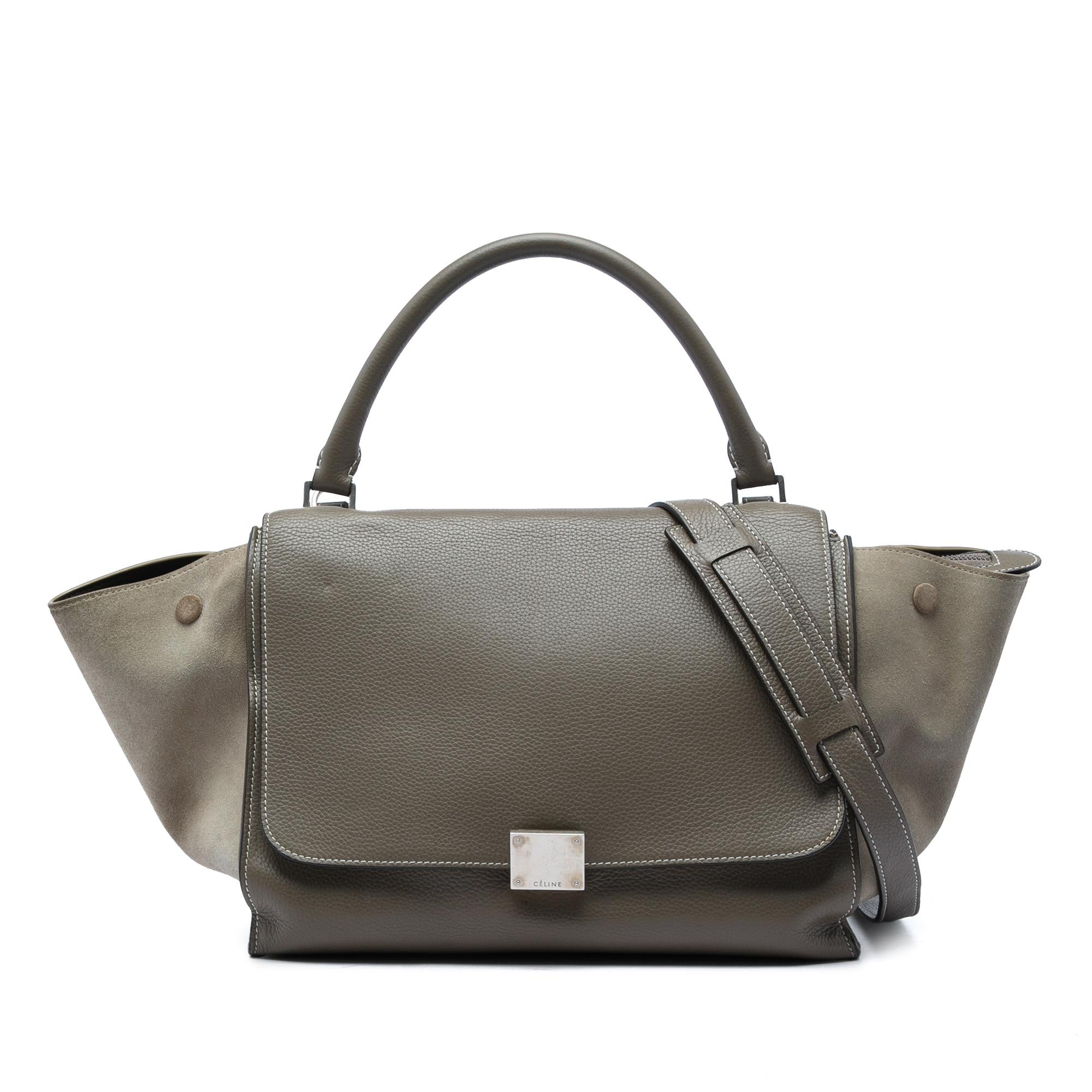 Celine Medium Calfskin and Suede Trapeze Satchel