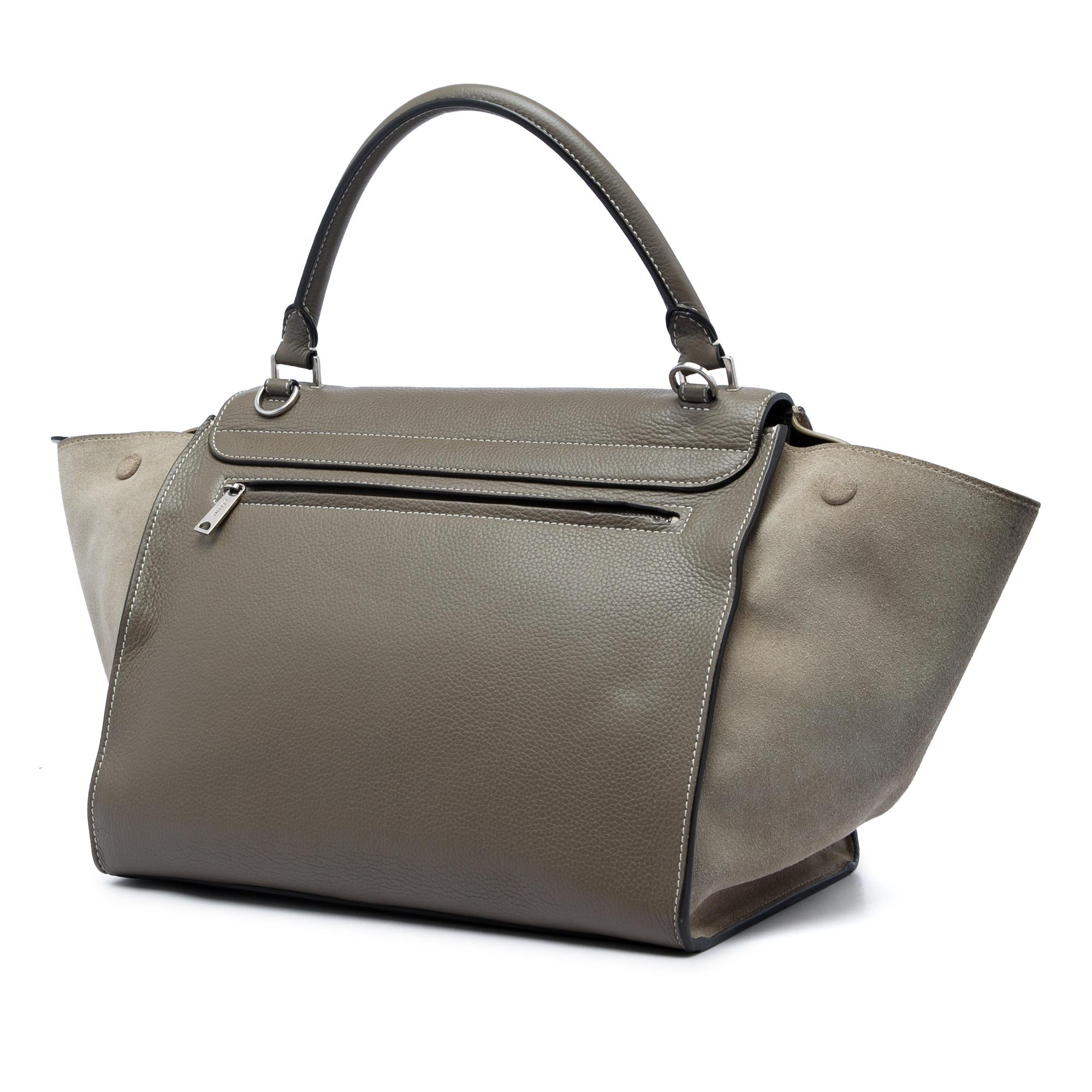 Celine Medium Calfskin and Suede Trapeze Satchel