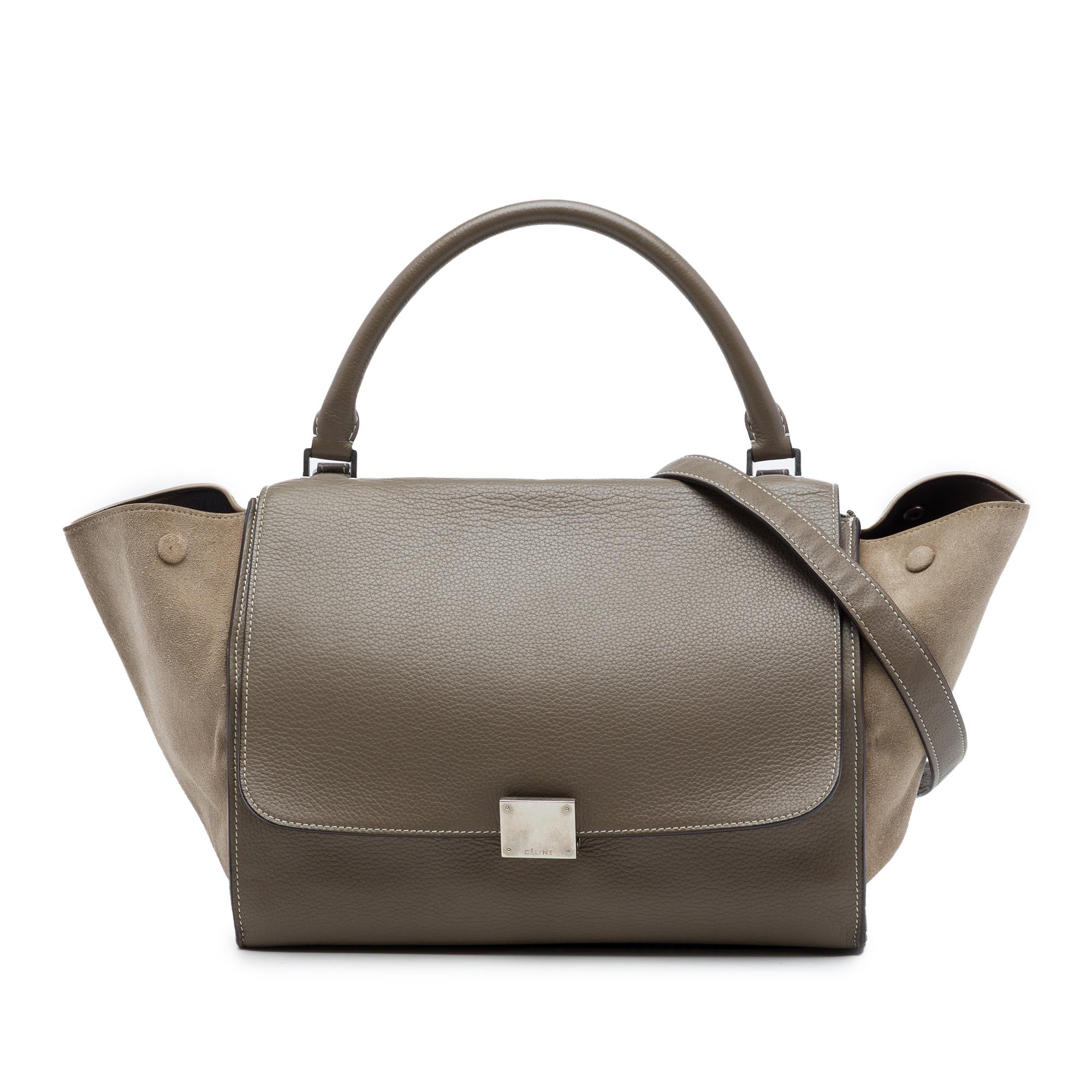 Celine Medium Calfskin and Suede Trapeze Satchel