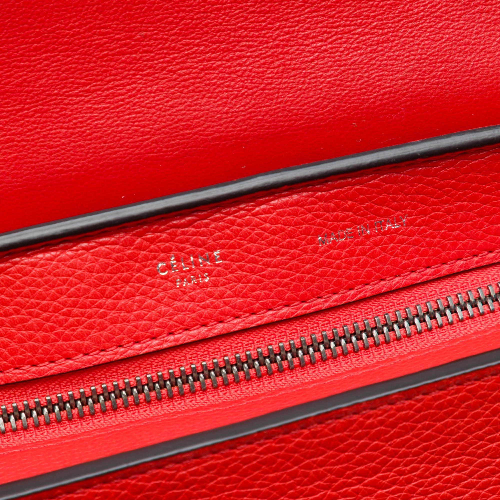 Celine Medium Drummed Calfskin and Suede Trapeze Satchel