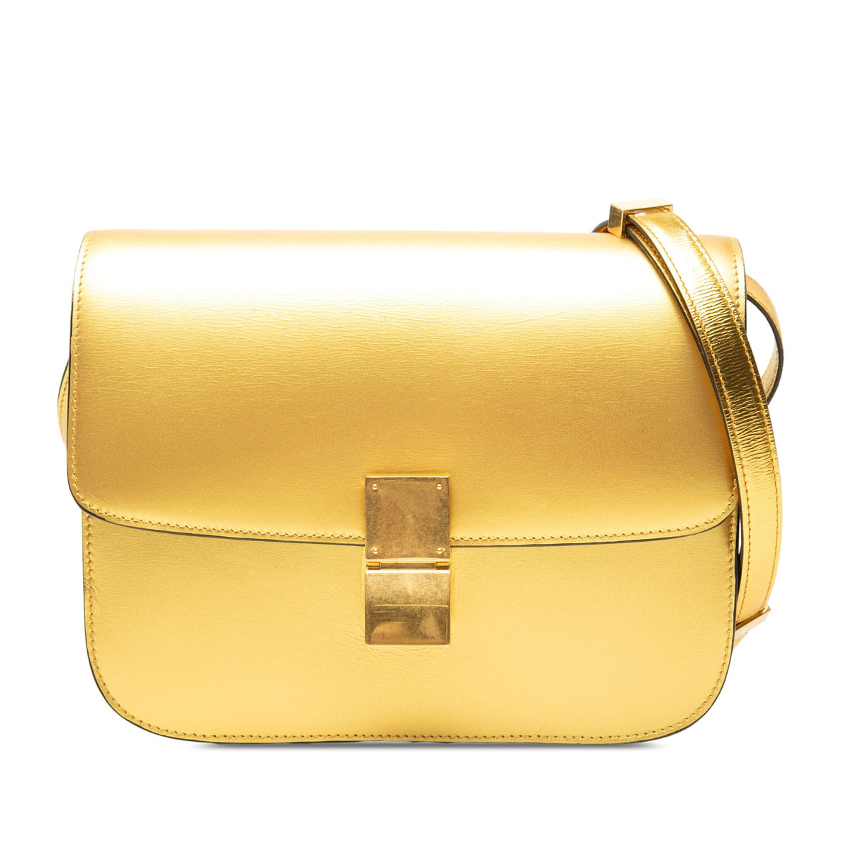 Celine Medium Metallic Calfskin Classic Box Crossbody