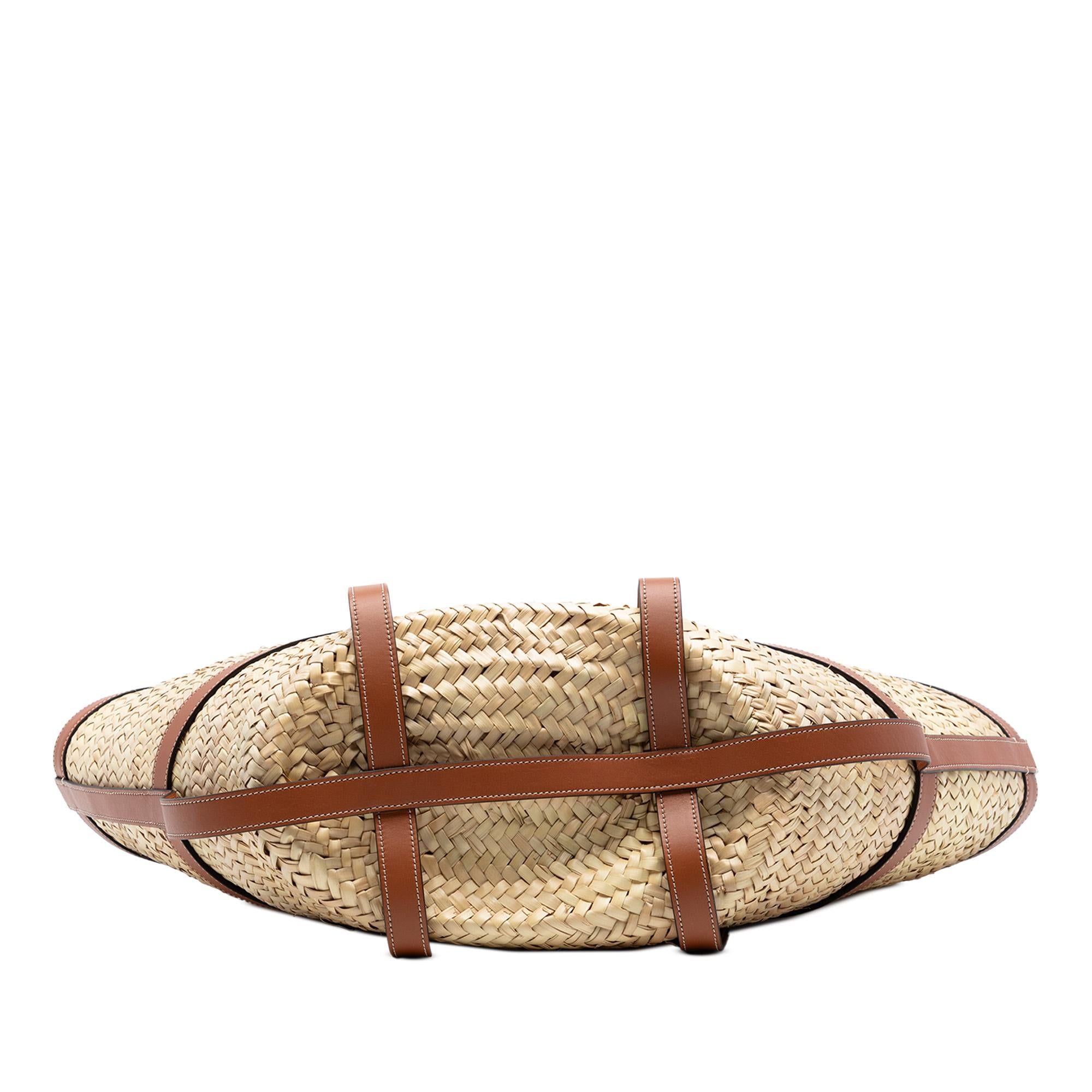 Celine Medium Raffia Gridded Classic Panier Tote