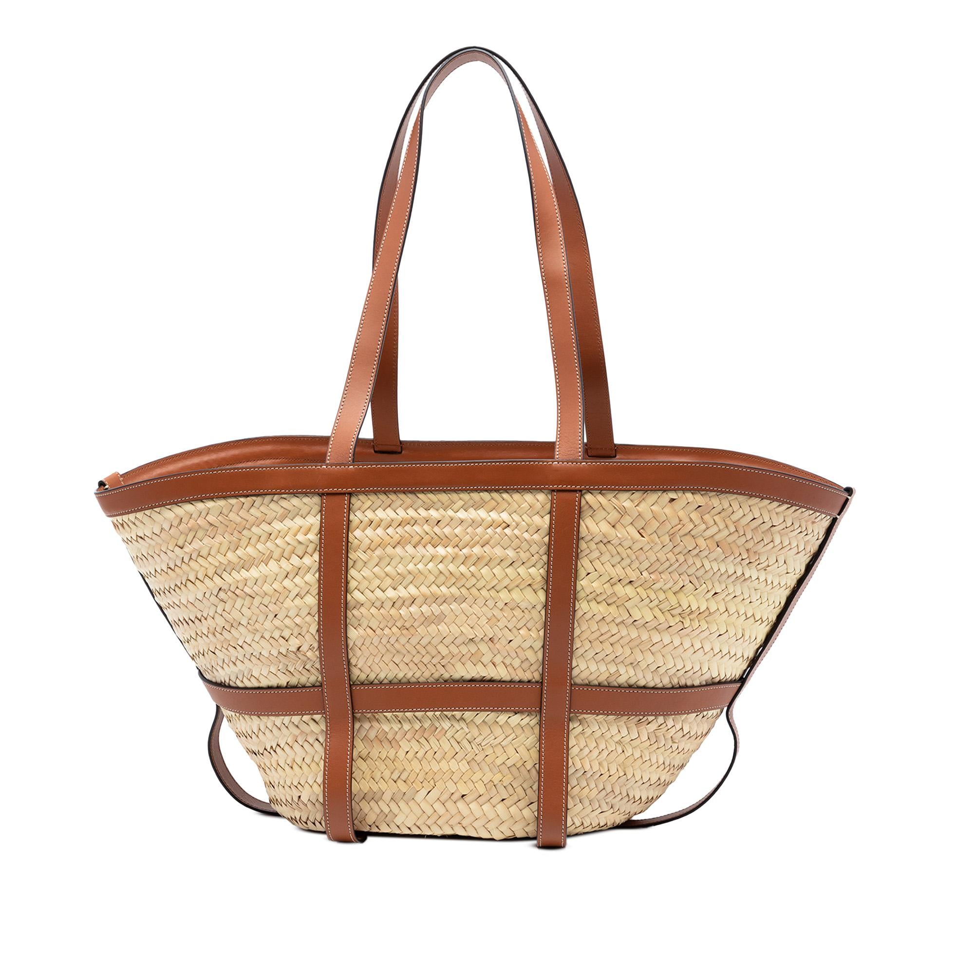 Celine Medium Raffia Gridded Classic Panier Tote