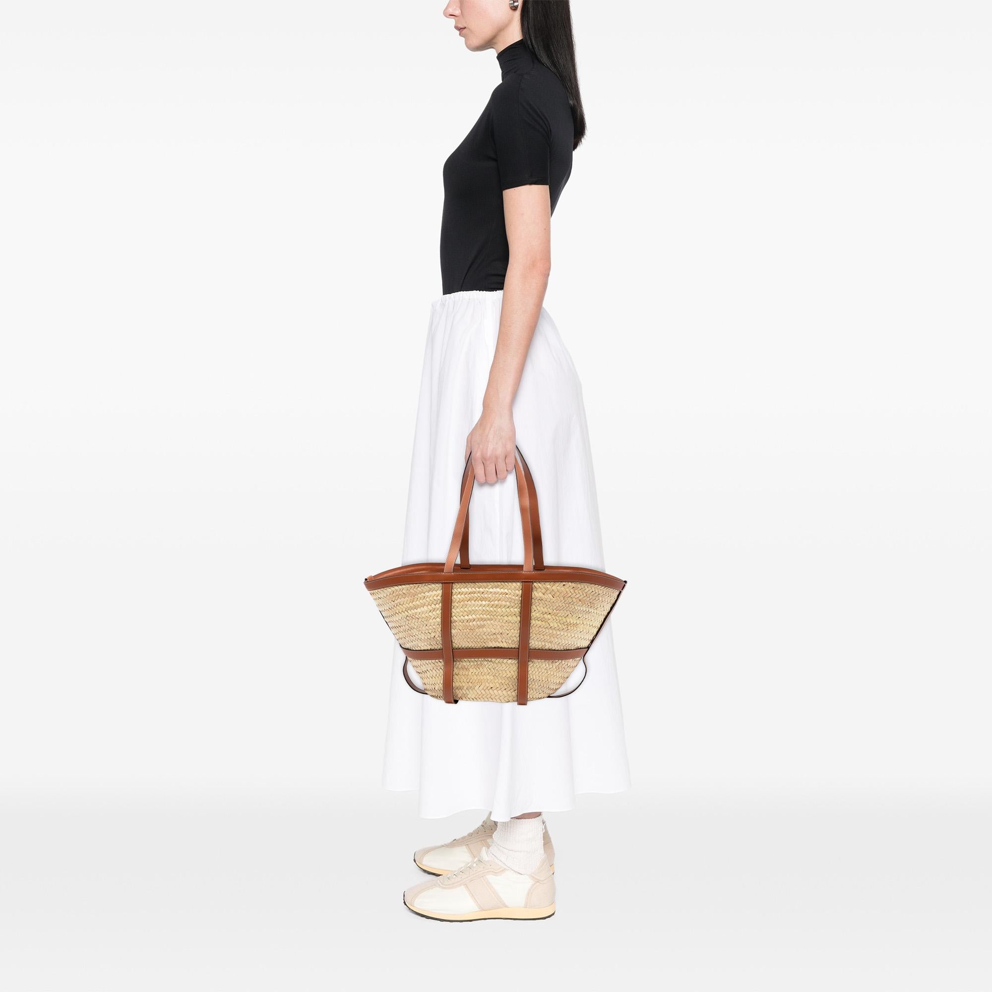 Celine Medium Raffia Gridded Classic Panier Tote