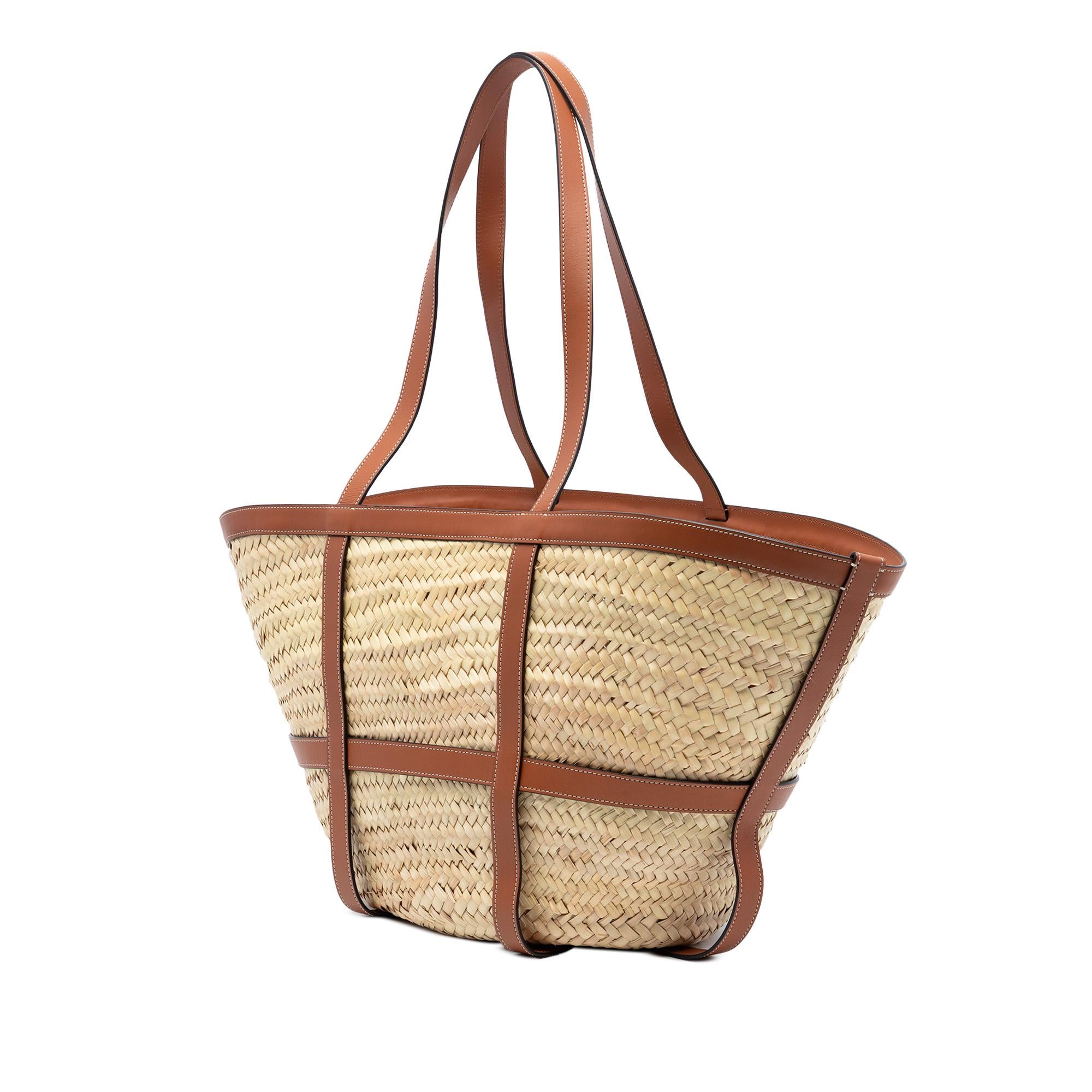 Celine Medium Raffia Gridded Classic Panier Tote
