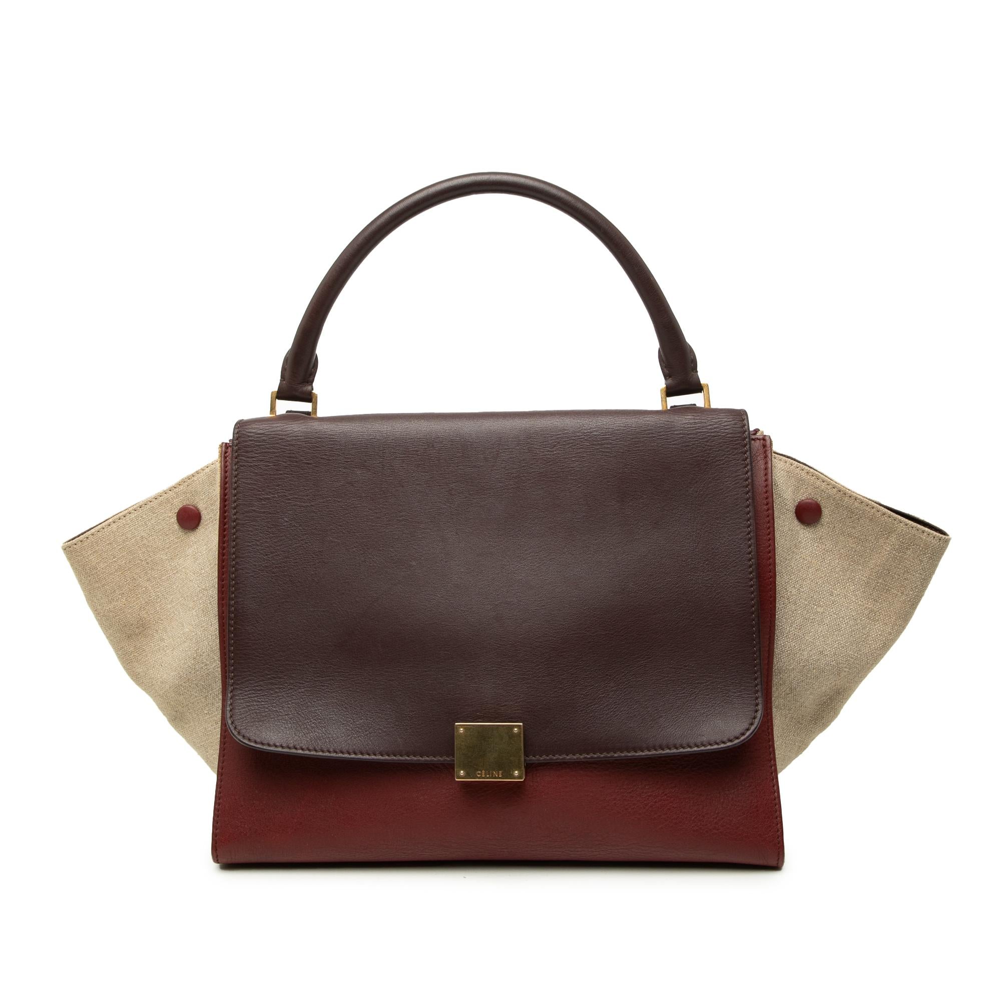 Celine Medium Tricolor Leather Trapeze Satchel