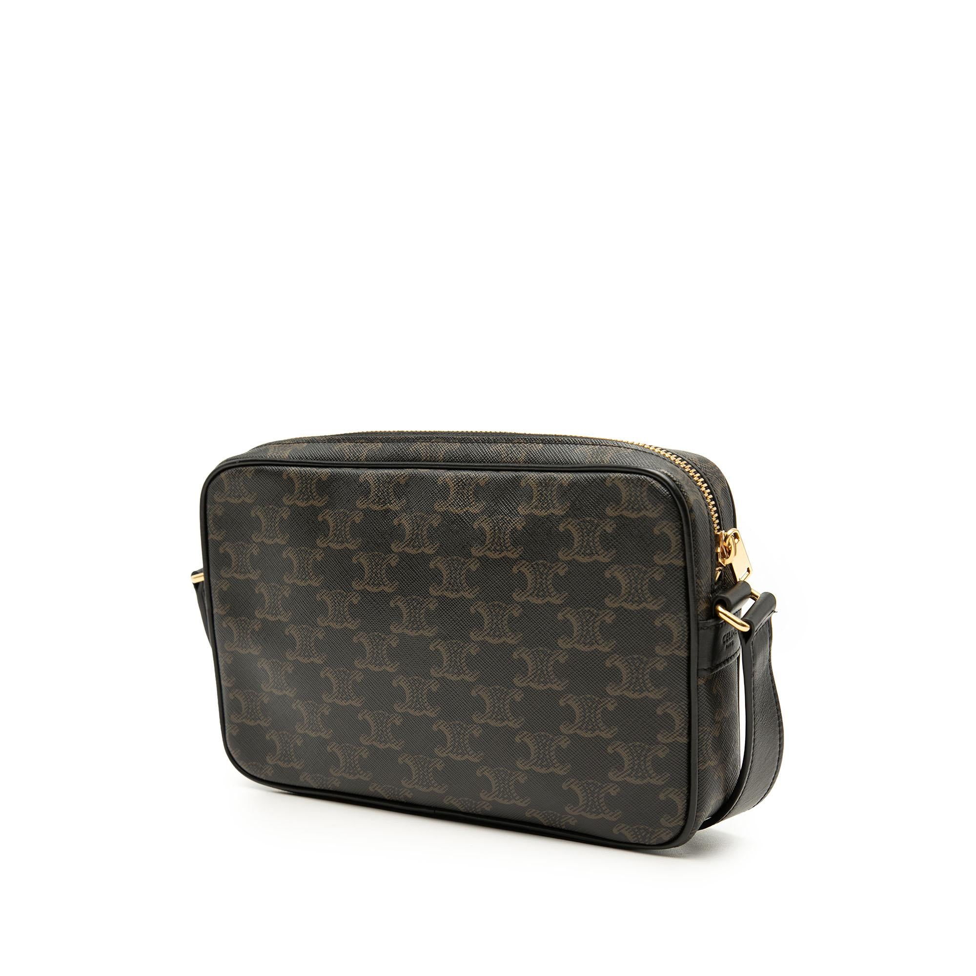 Celine Medium Triomphe Coated Canvas Logo Crossbody