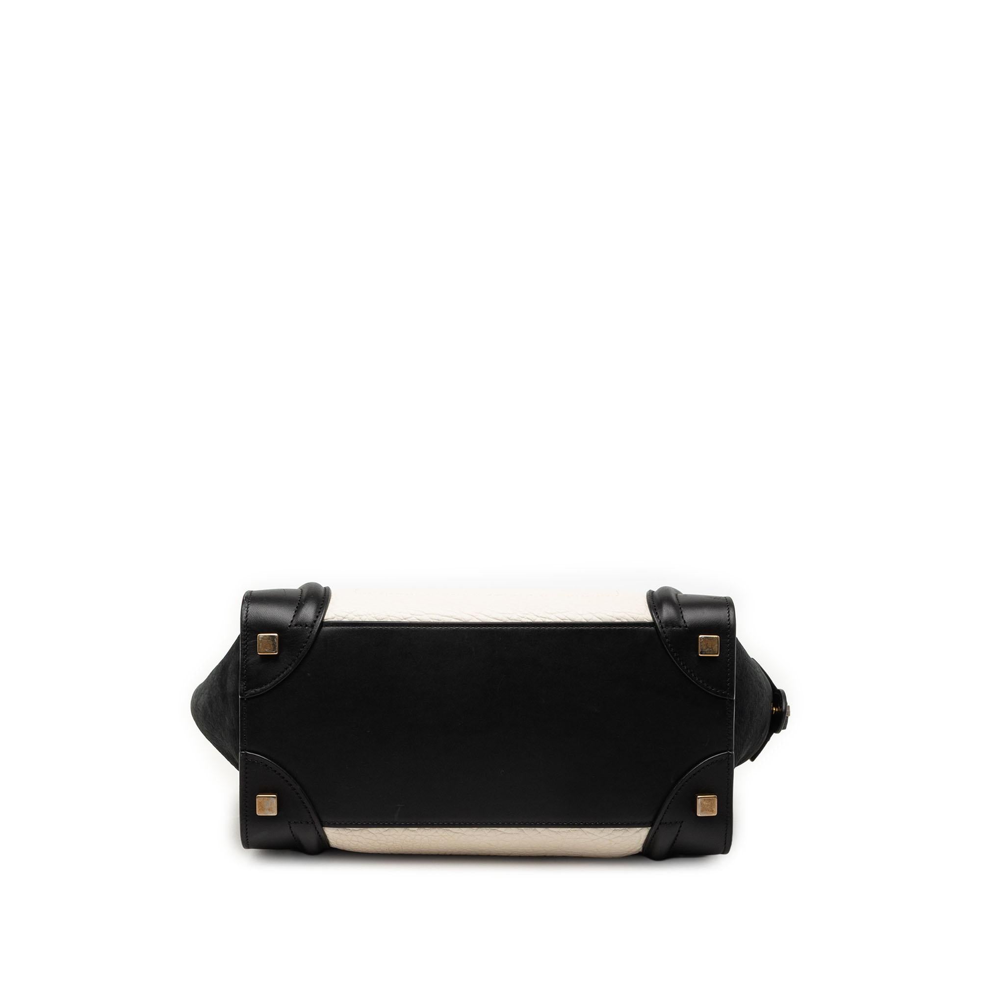 Celine Micro Bicolor Nubuck and Drummed Calfskin Luggage Tote