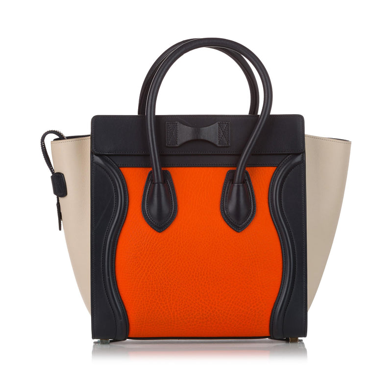Celine Micro Luggage Tote Tricolor Leather Handbag (SHG-37372)