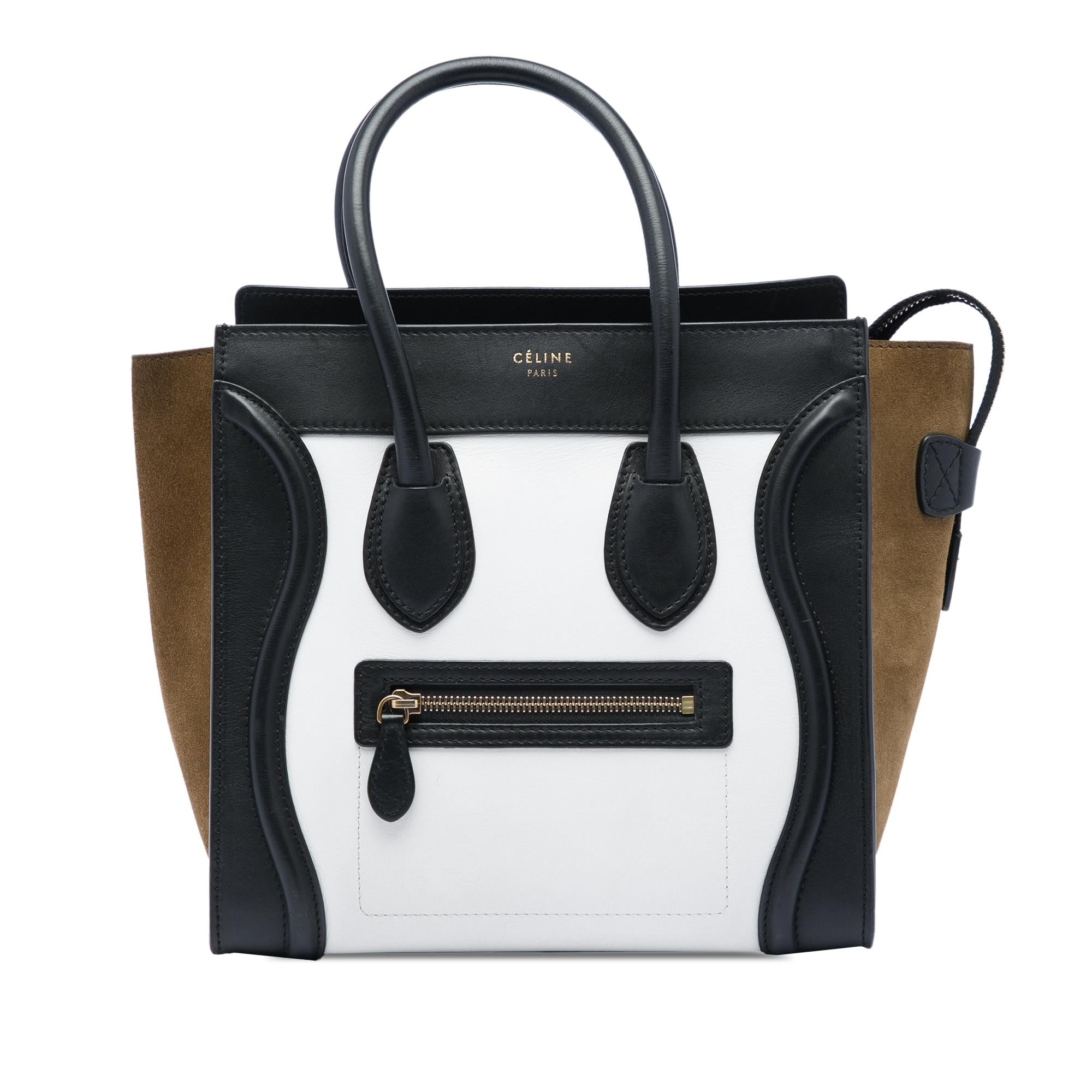 Celine Micro Tricolor Calfskin and Suede Luggage Tote