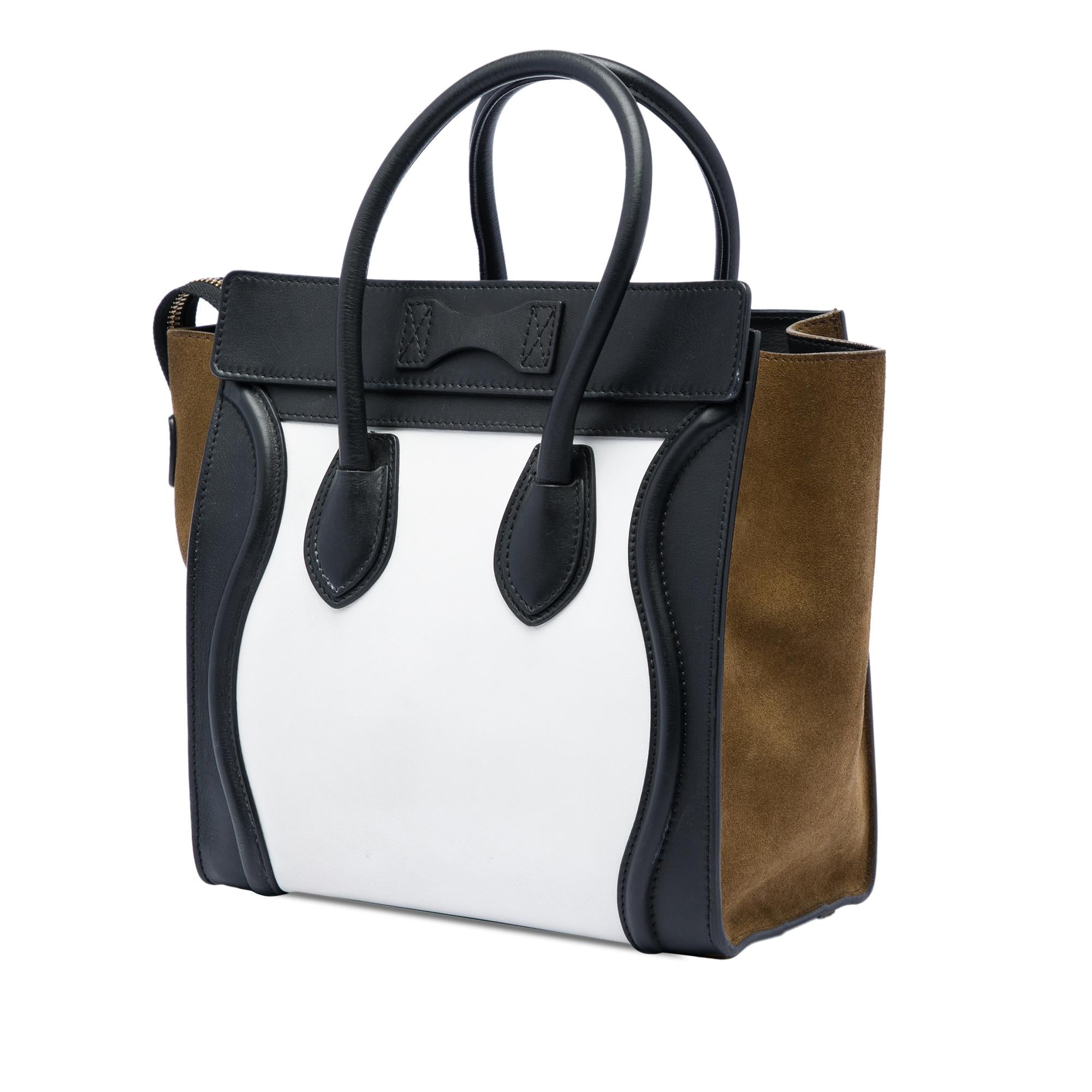 Celine Micro Tricolor Calfskin and Suede Luggage Tote