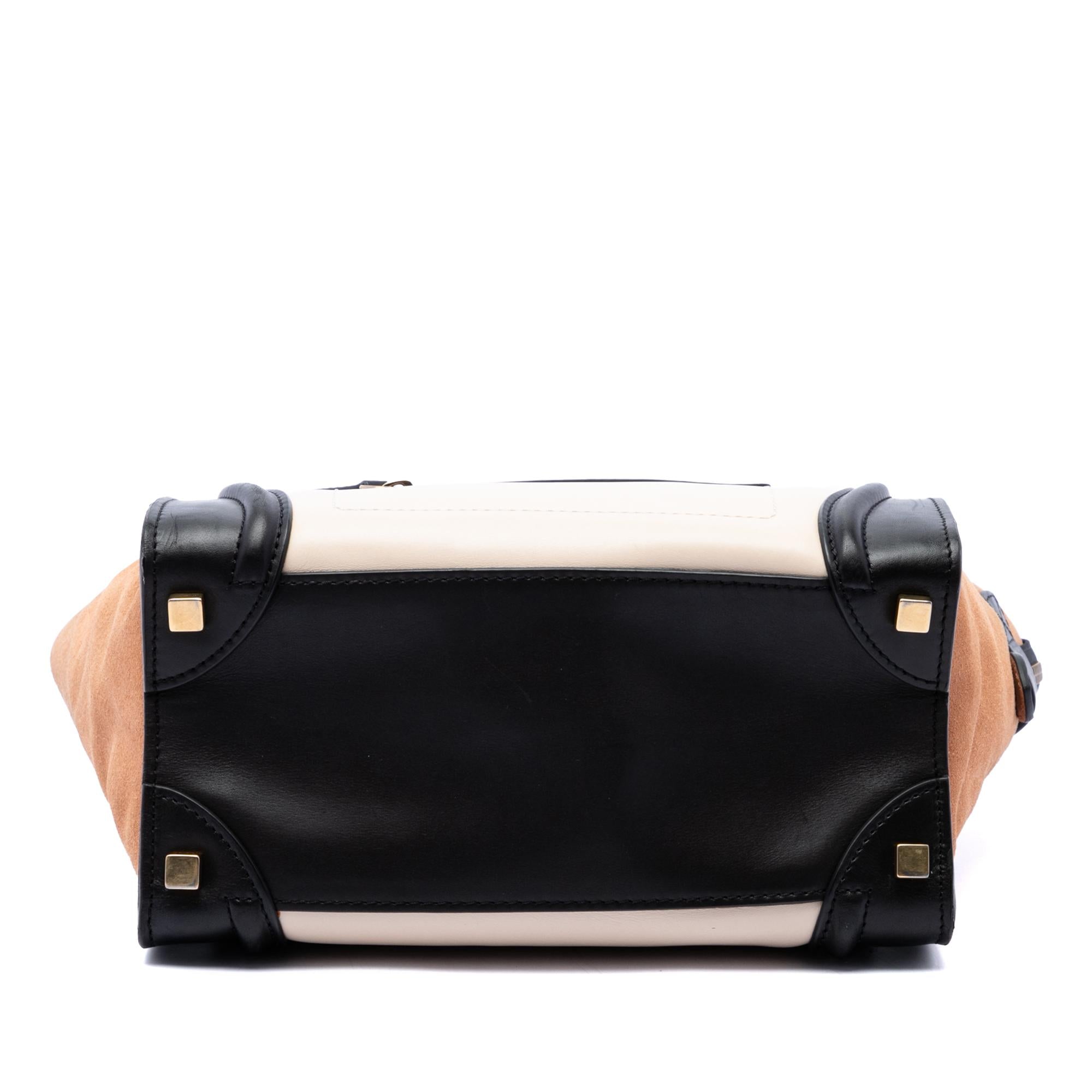 Celine Micro Tricolor Calfskin and Suede Luggage Tote