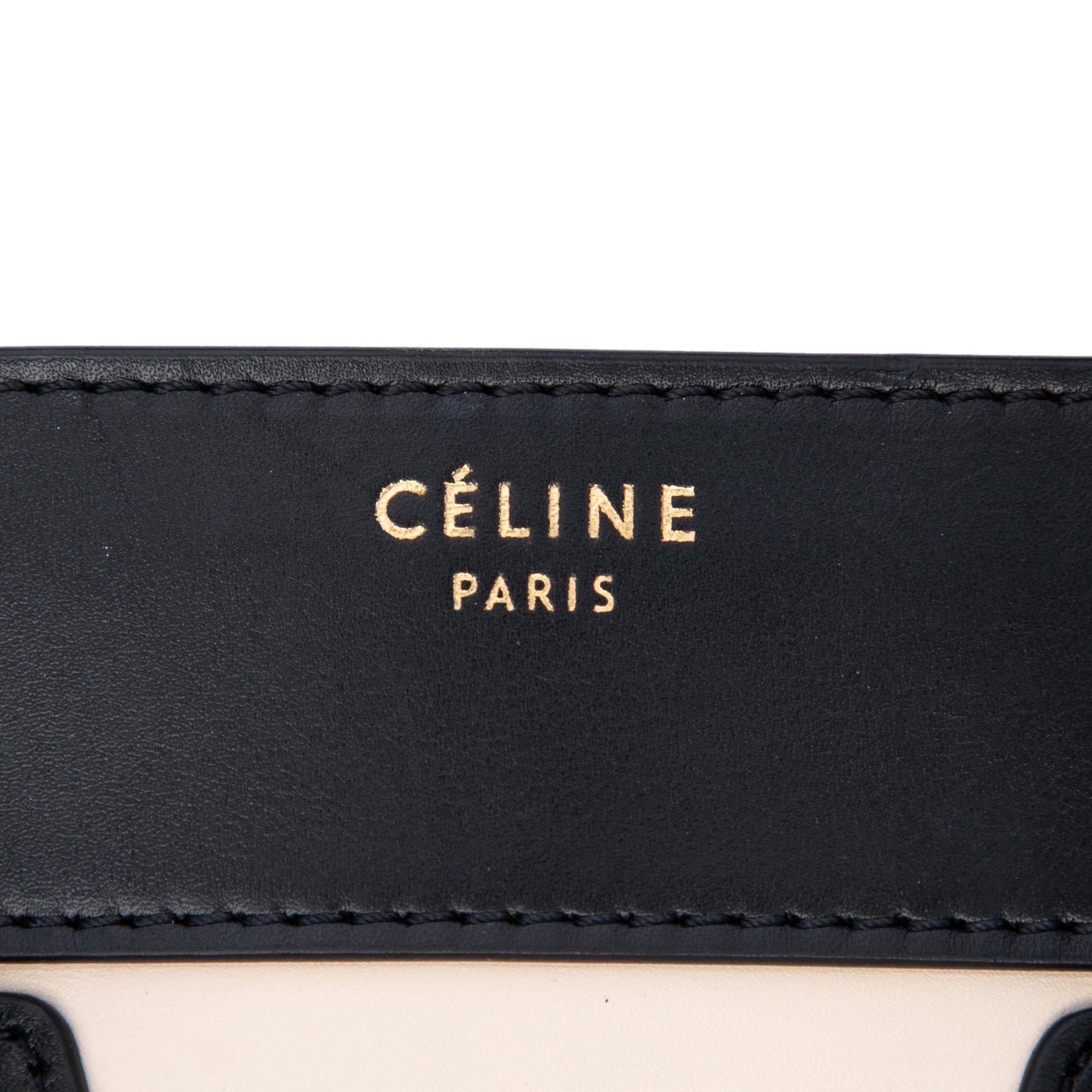 Celine Micro Tricolor Calfskin and Suede Luggage Tote