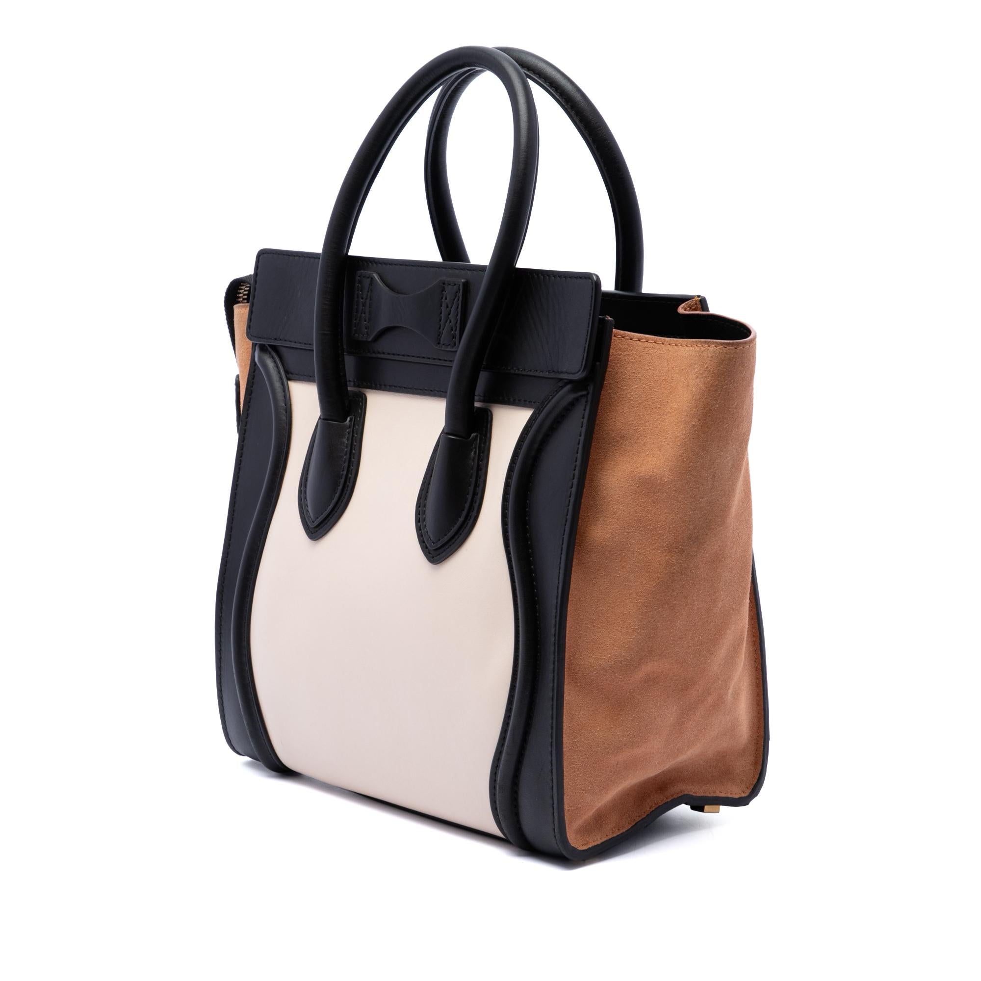 Celine Micro Tricolor Calfskin and Suede Luggage Tote