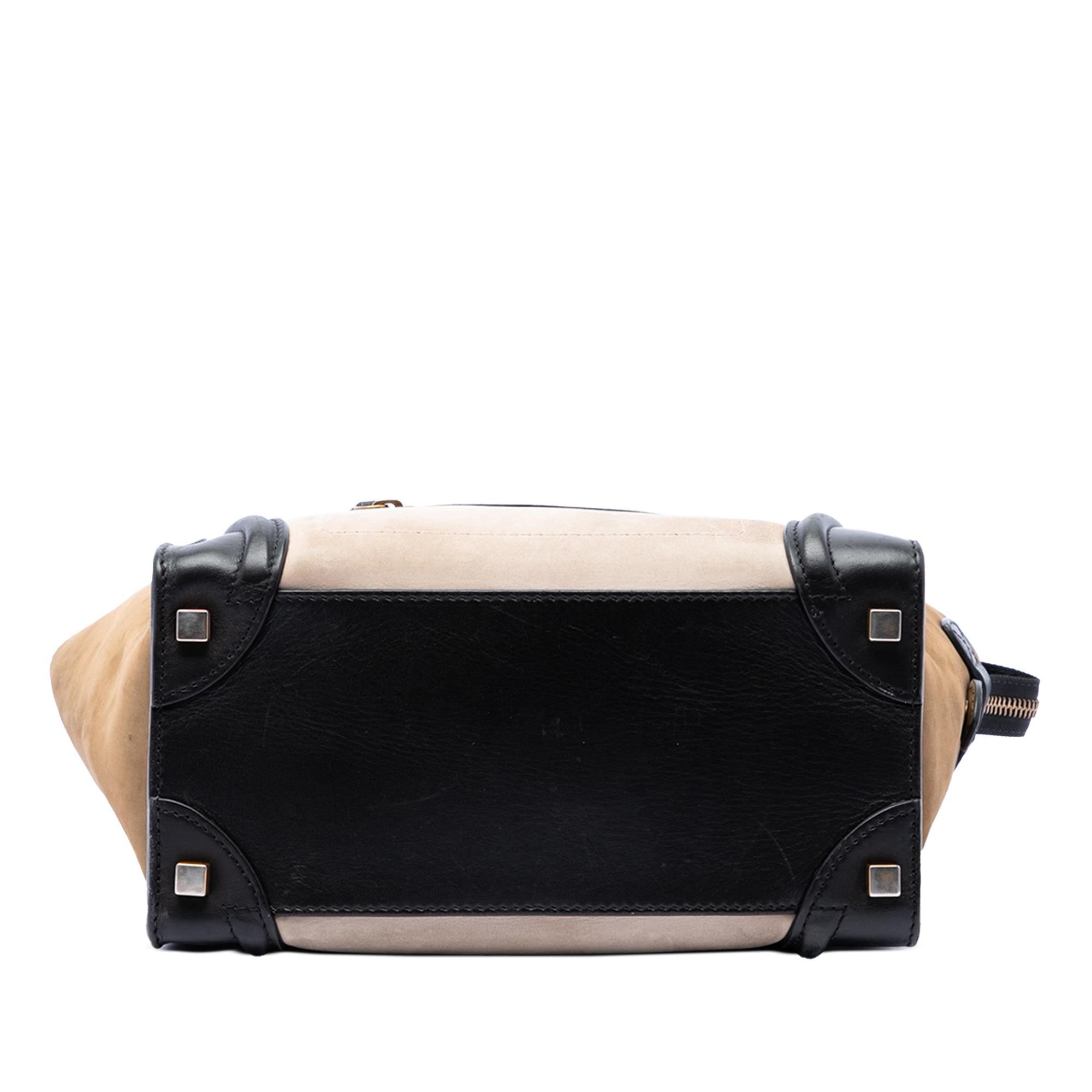 Celine Micro Tricolor Calfskin and Suede Luggage Tote