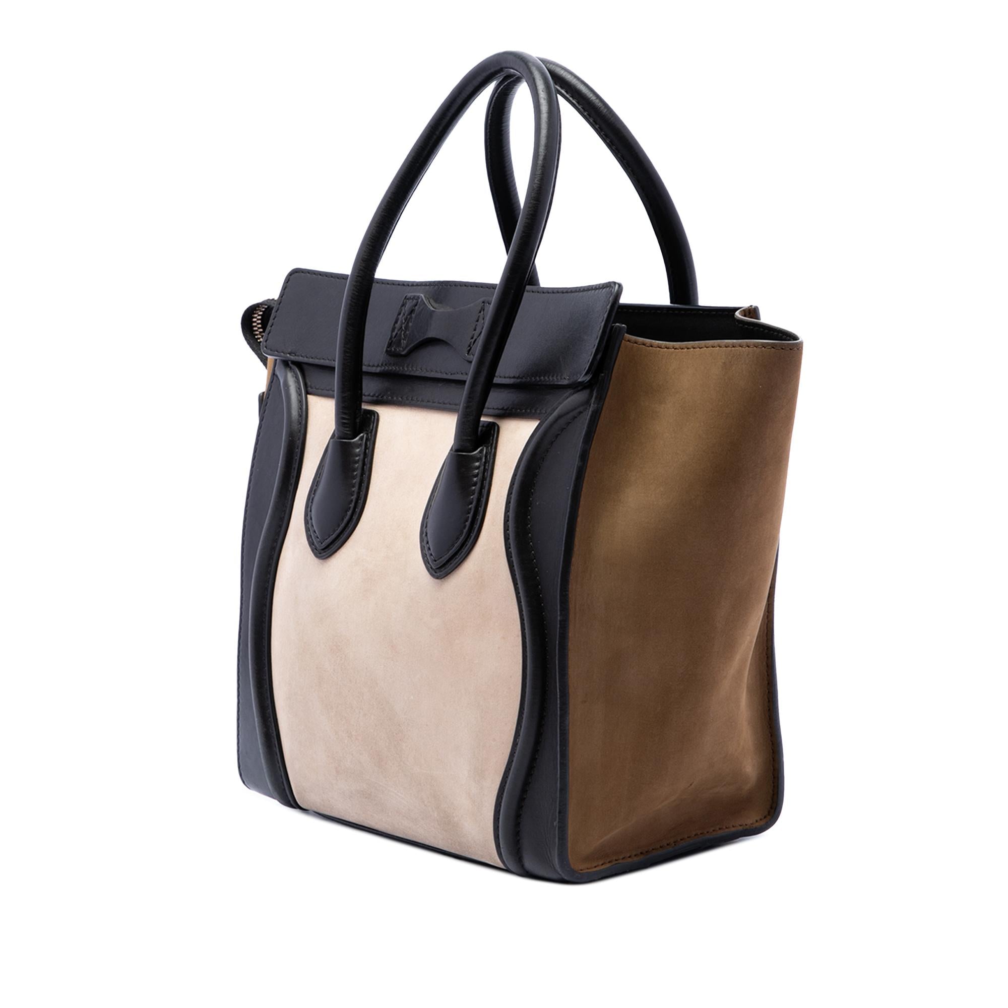 Celine Micro Tricolor Calfskin and Suede Luggage Tote