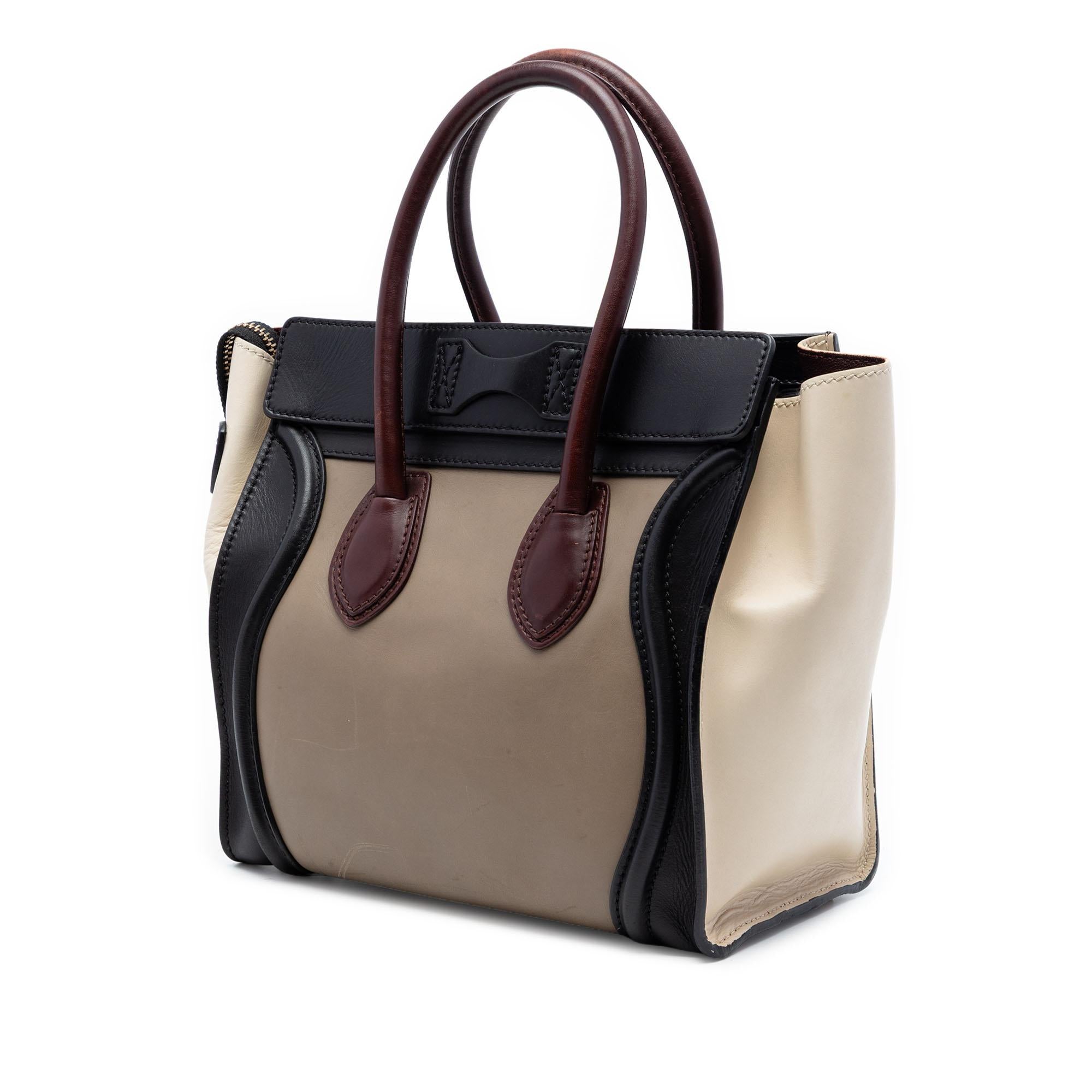 Celine Micro Tricolor Leather Luggage Tote