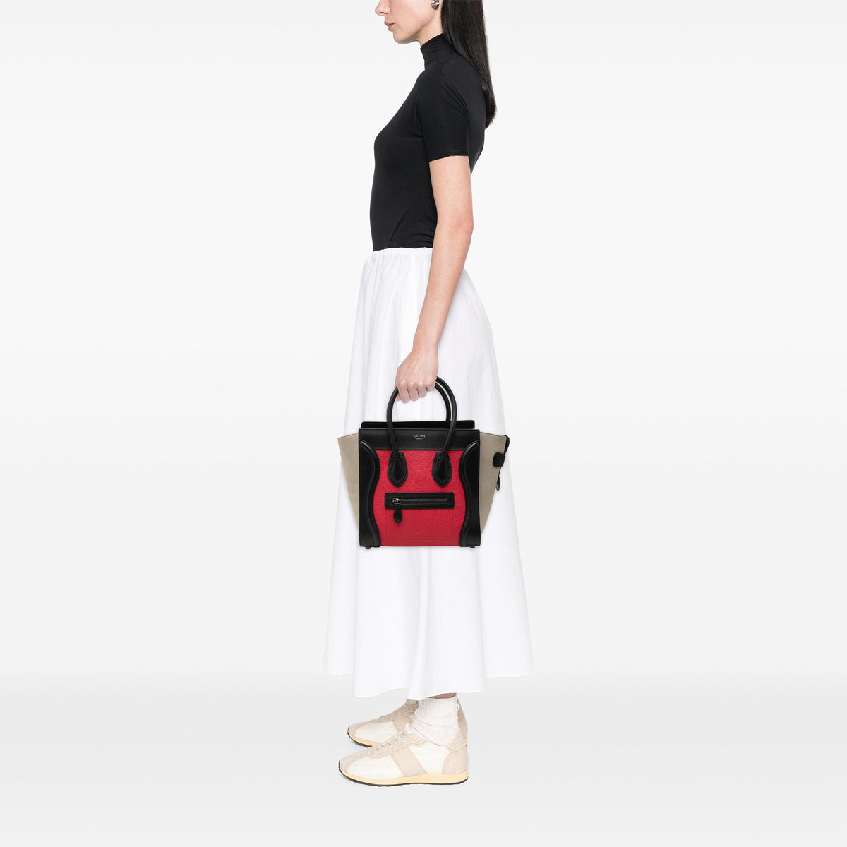 Celine Micro Tricolor Leather Luggage Tote