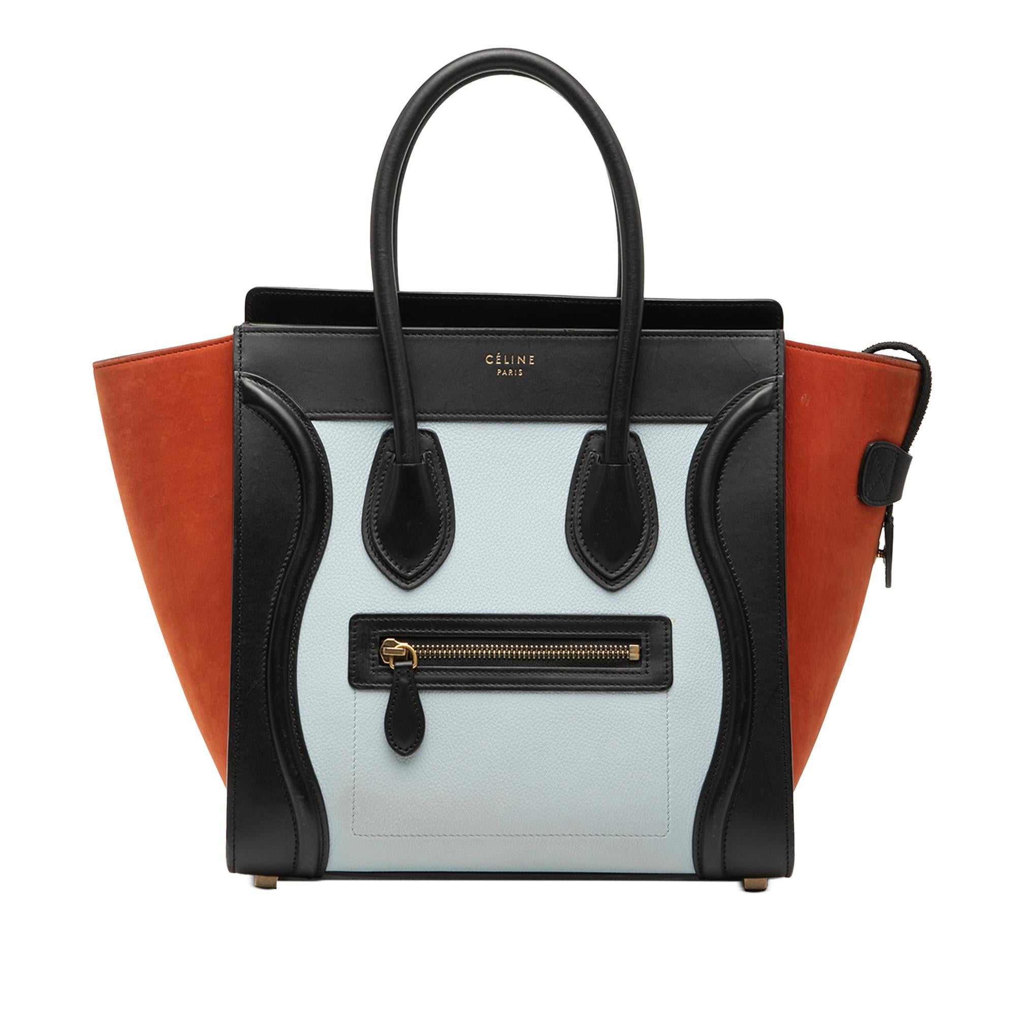 Celine Micro Tricolor Nubuck and Calfskin Luggage Tote
