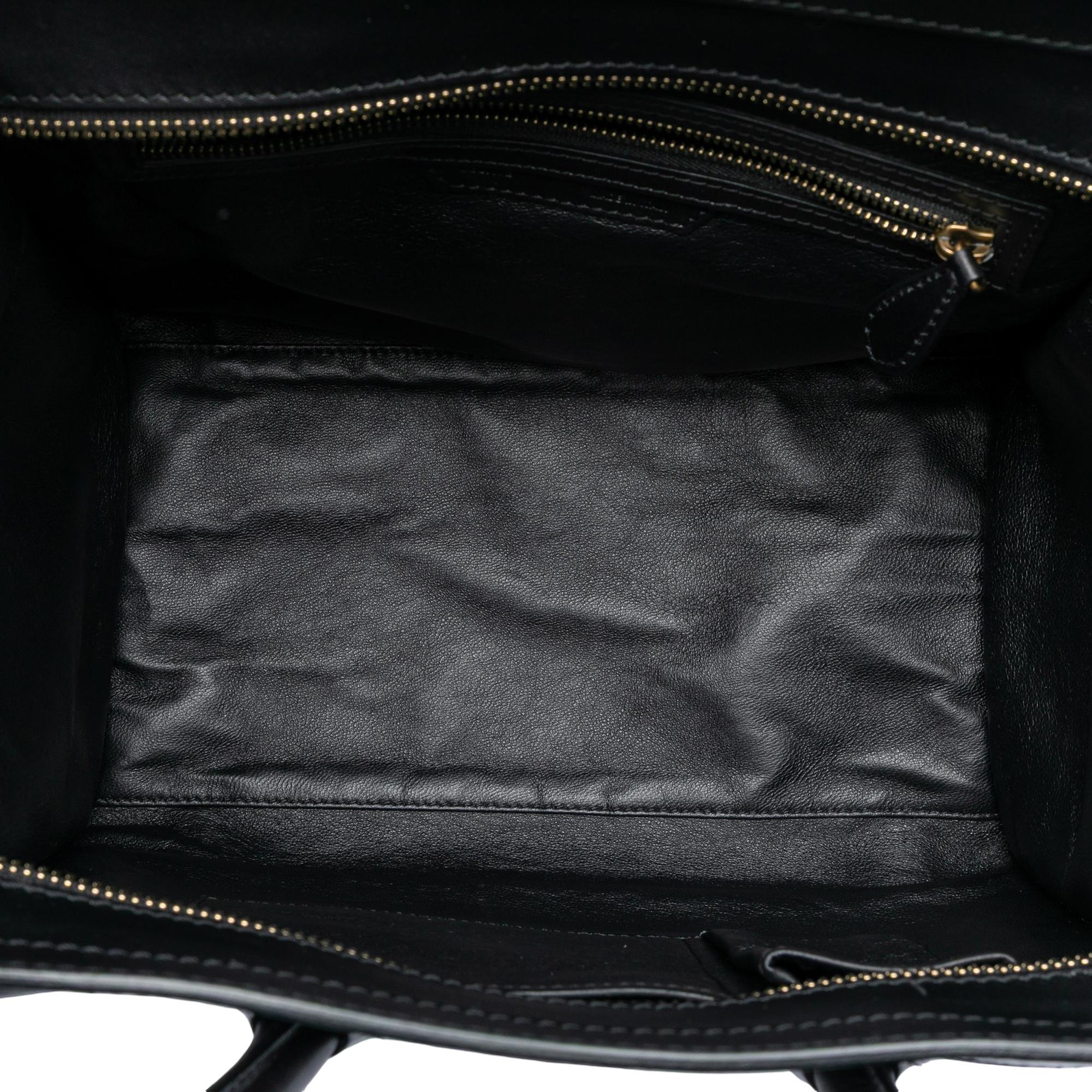 Celine Mini Bicolor Canvas and Leather Luggage Tote