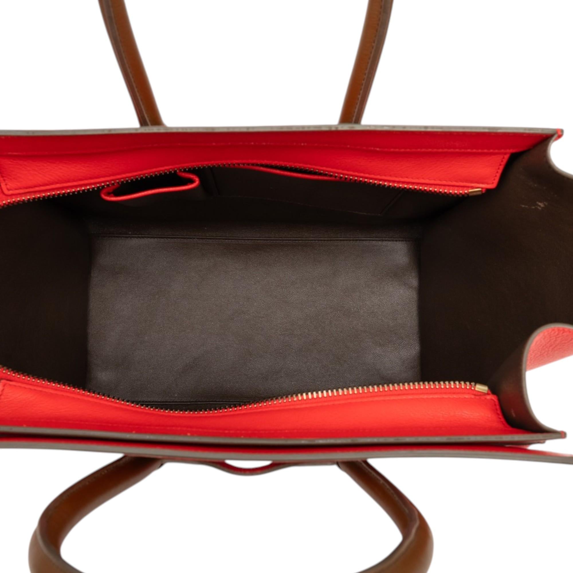 Celine Mini Bicolor Leather Luggage Tote