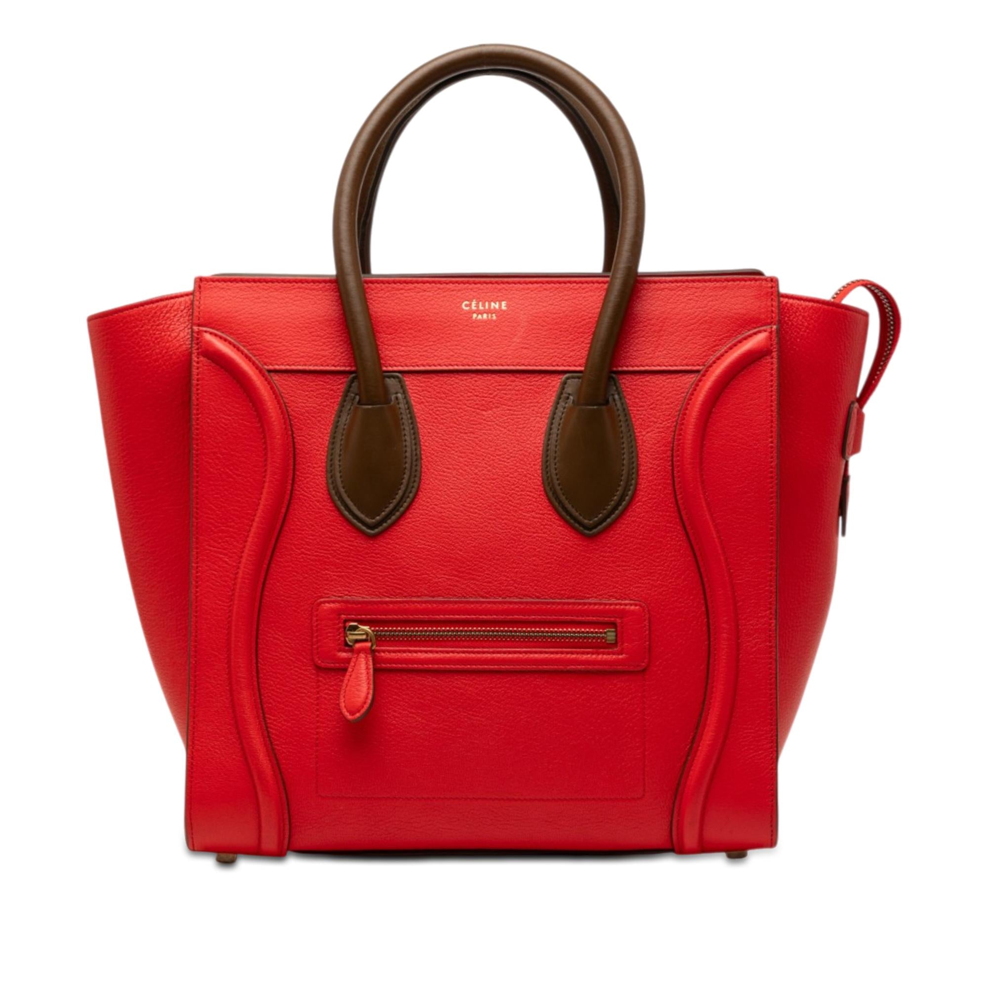Celine Mini Bicolor Leather Luggage Tote
