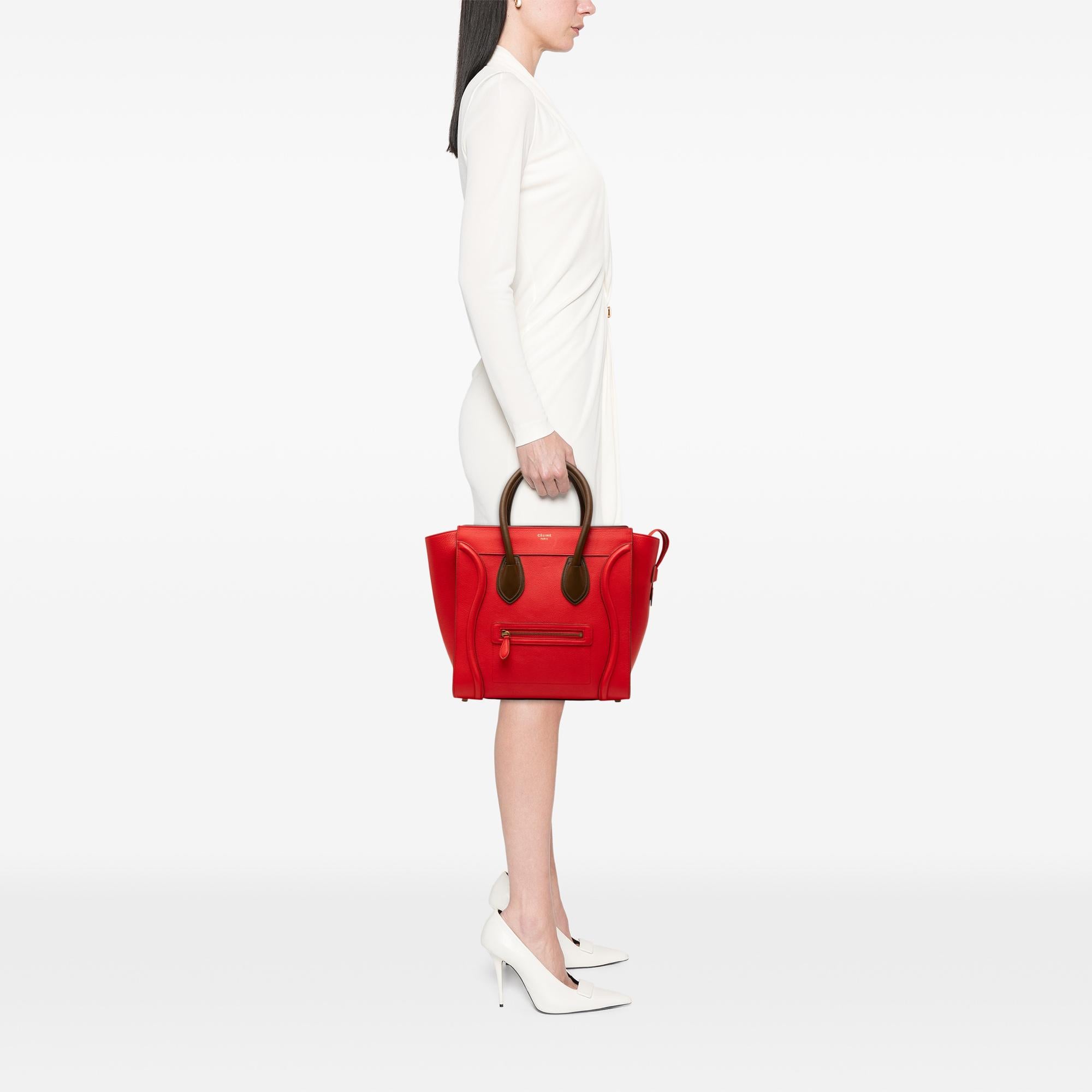 Celine Mini Bicolor Leather Luggage Tote