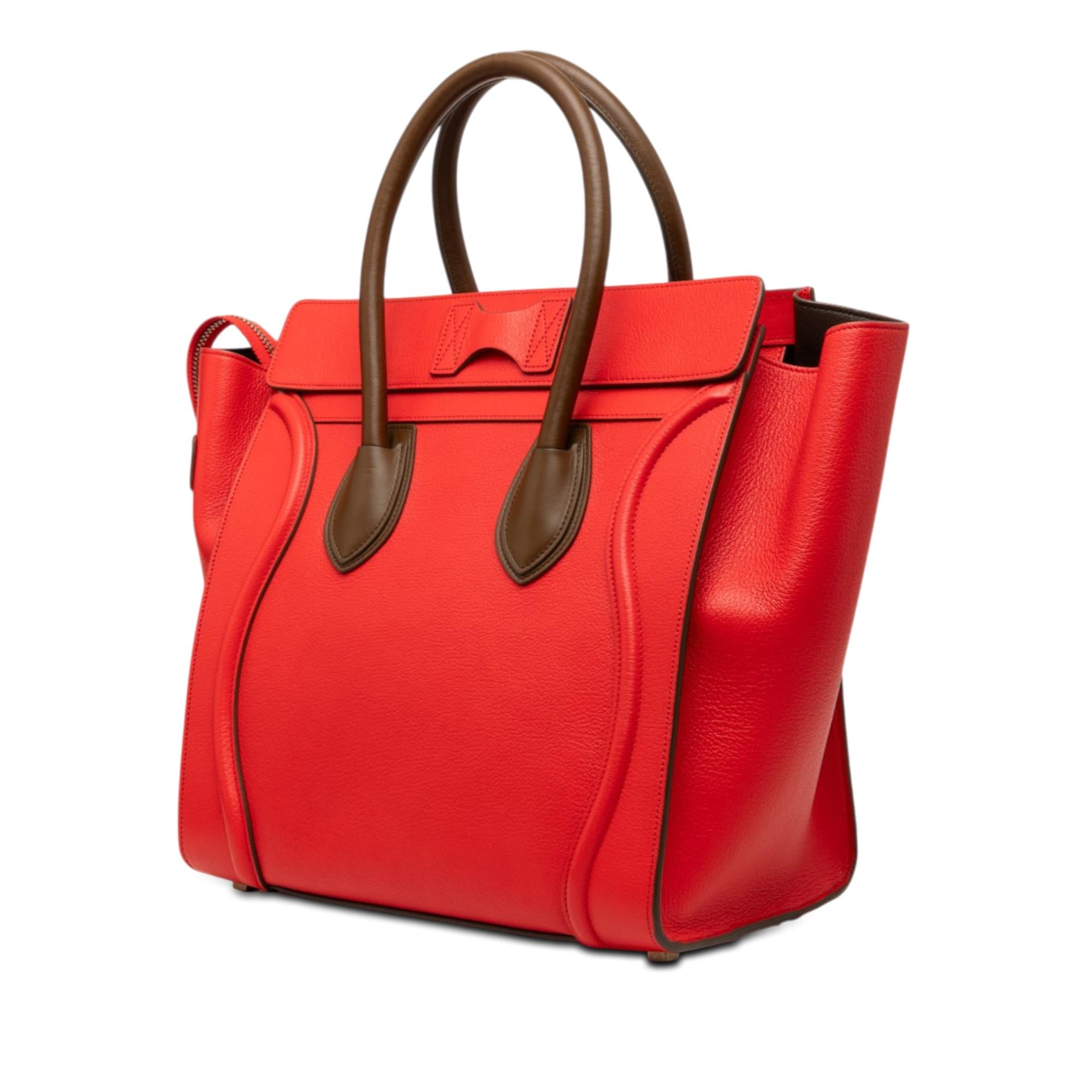 Celine Mini Bicolor Leather Luggage Tote