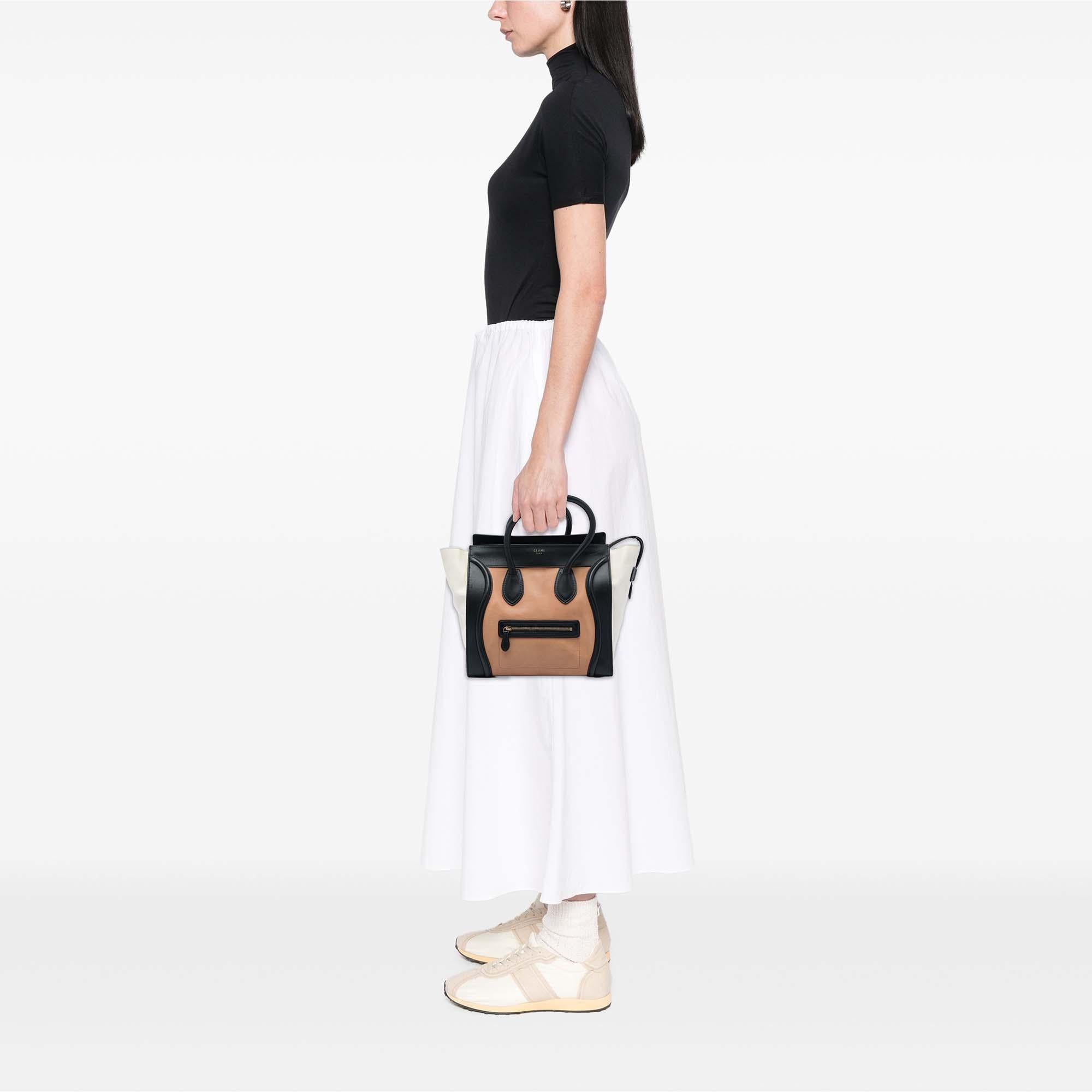 Celine Mini Tricolor Leather Luggage Tote