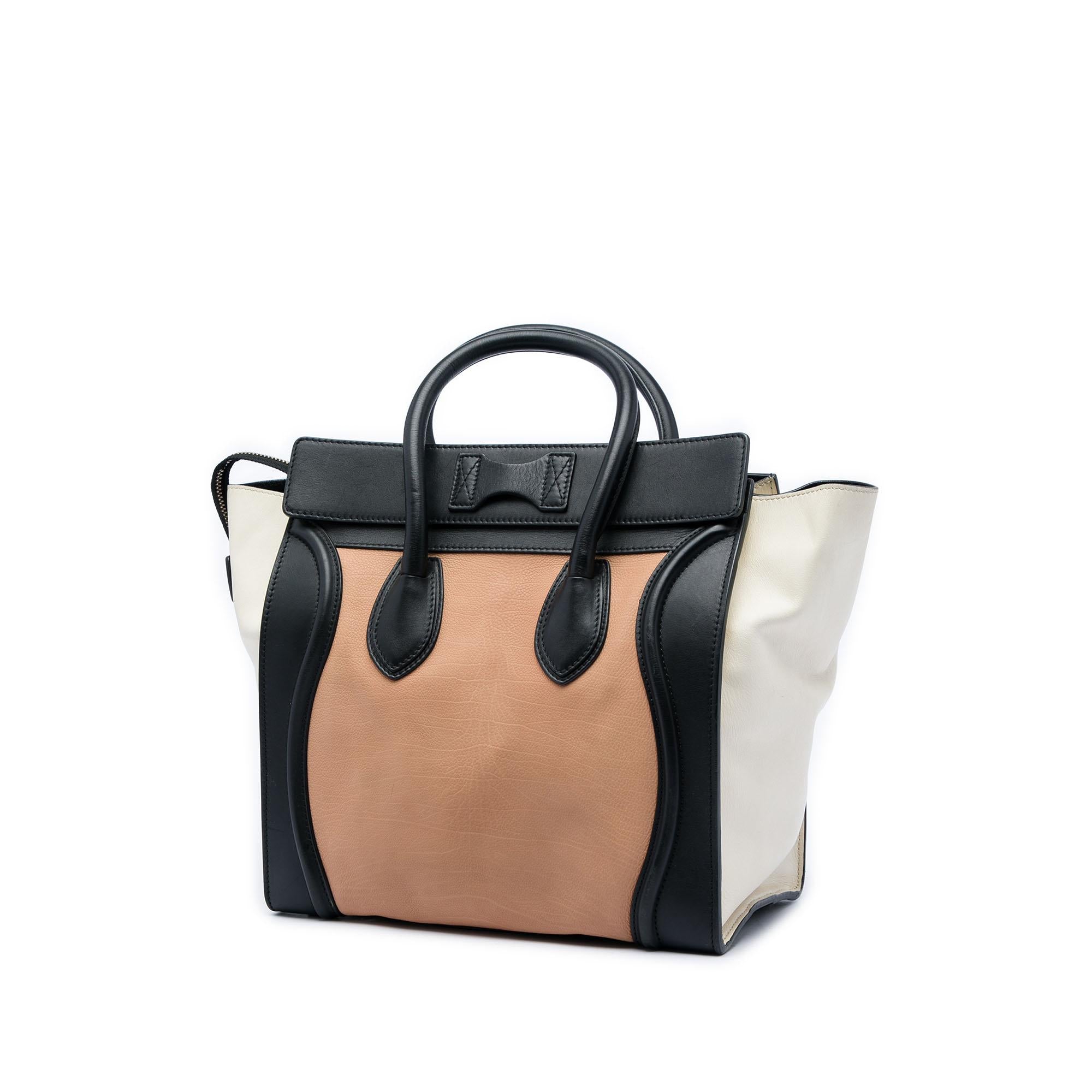 Celine Mini Tricolor Leather Luggage Tote