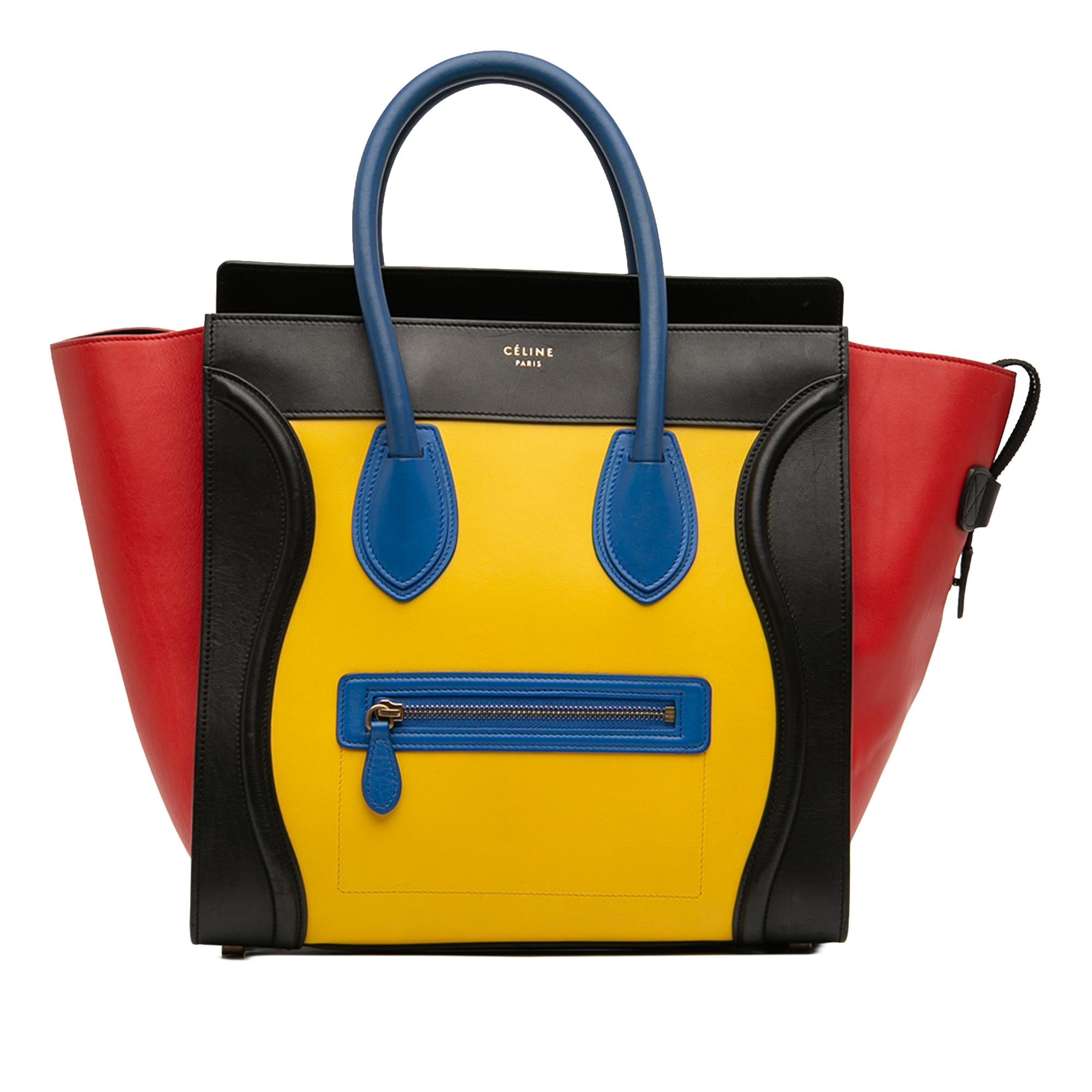 Celine Mini Tricolor Leather Luggage Tote