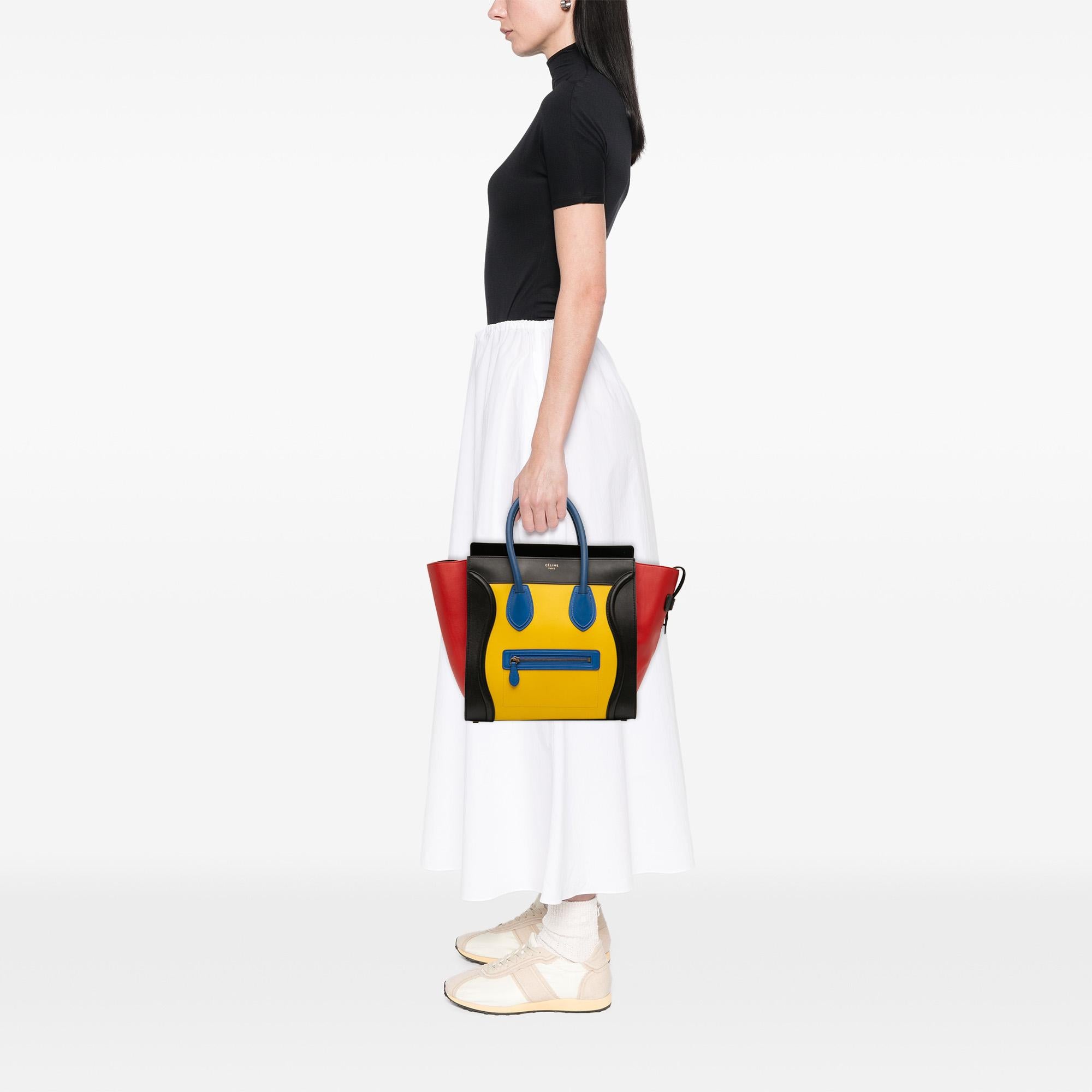 Celine Mini Tricolor Leather Luggage Tote