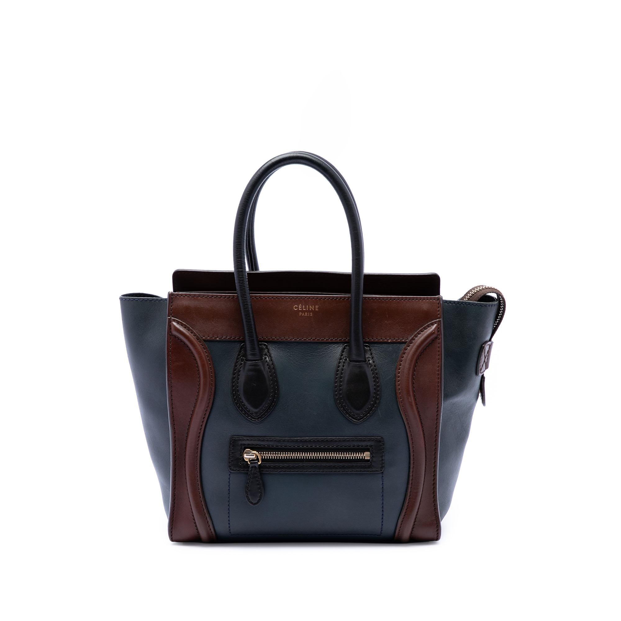 Celine Mini Tricolor Leather Luggage Tote