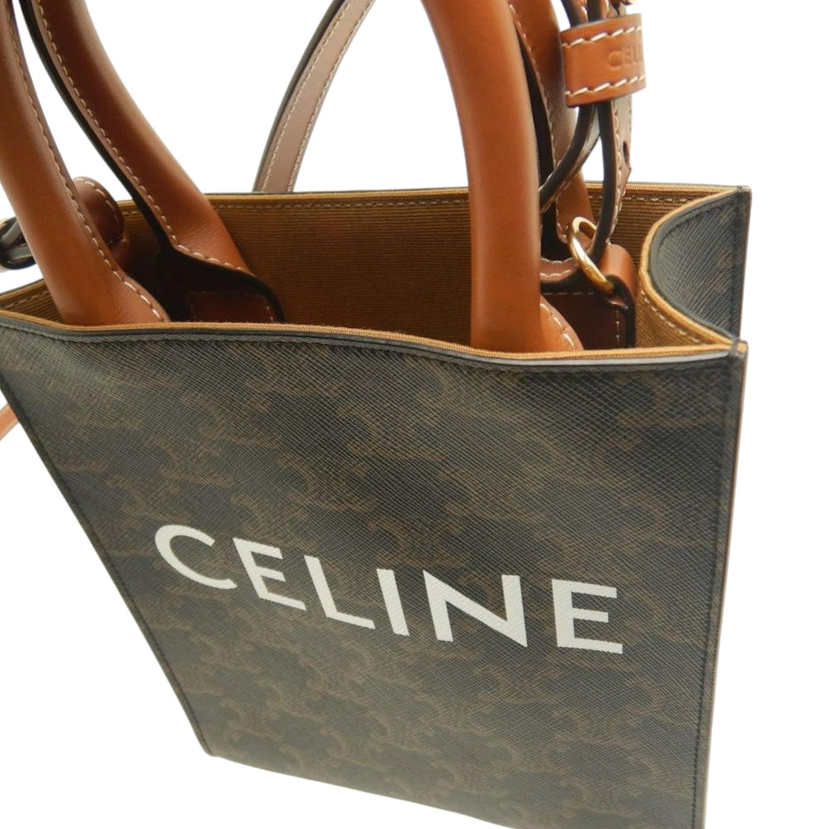 Celine Mini Triomphe Coated Canvas Vertical Cabas Satchel