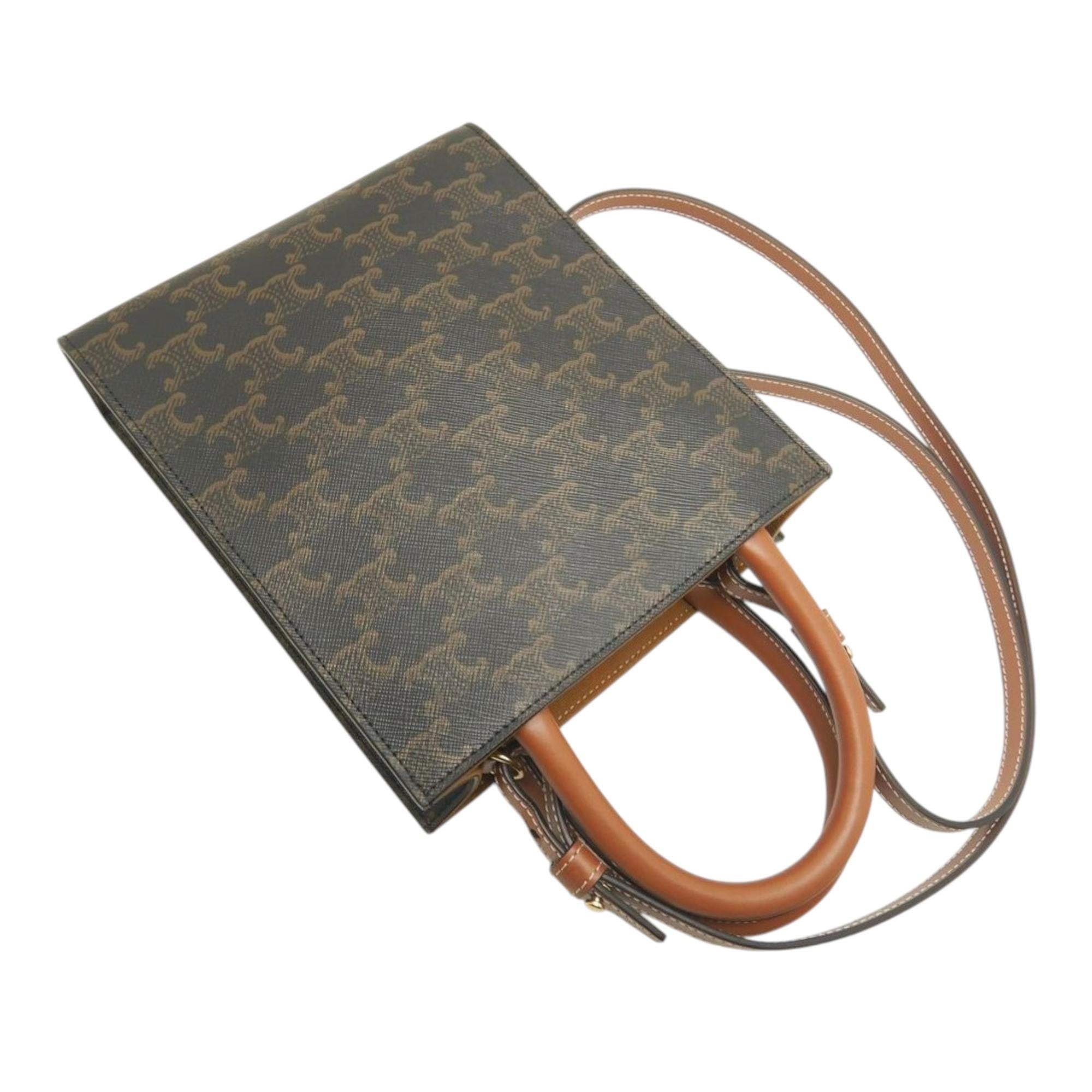 Celine Mini Triomphe Coated Canvas Vertical Cabas Satchel