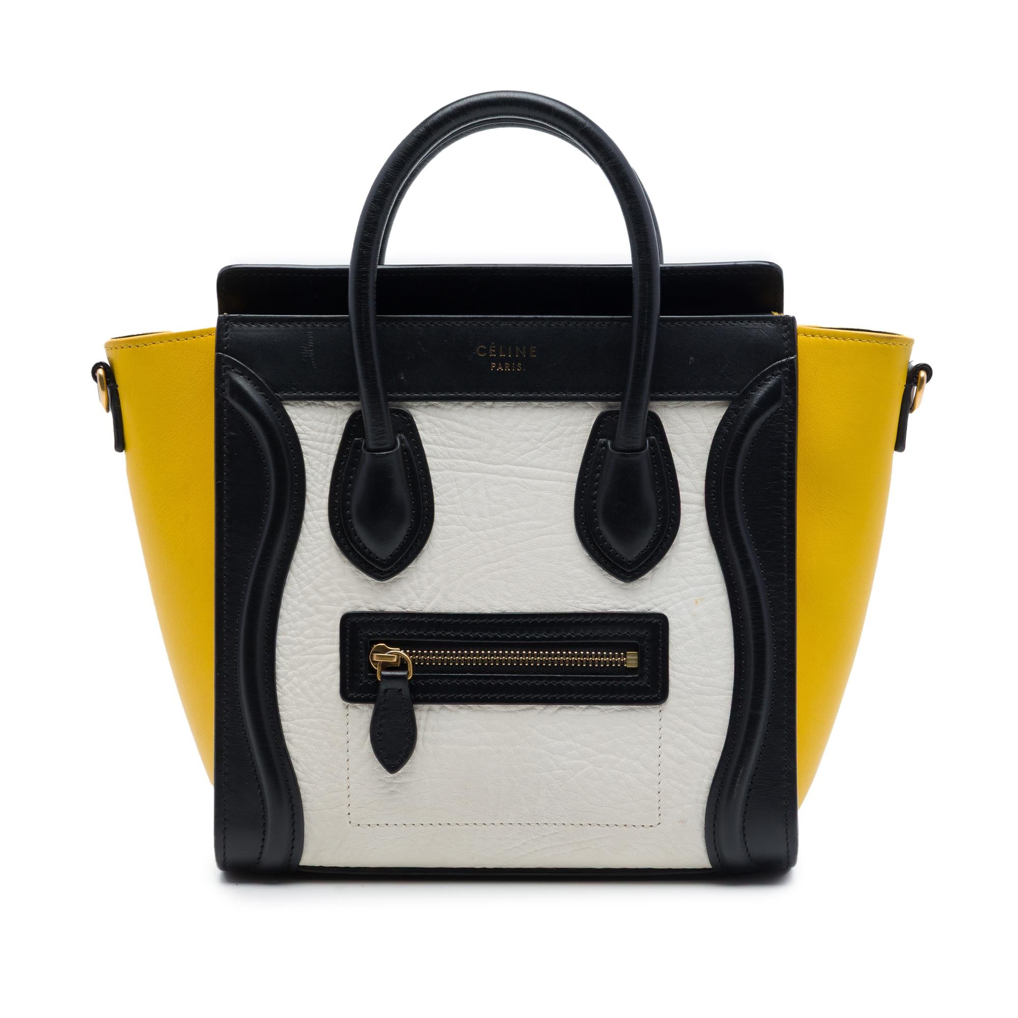 Celine Nano Tricolor Nubuck and Drummed Calfskin Luggage Tote