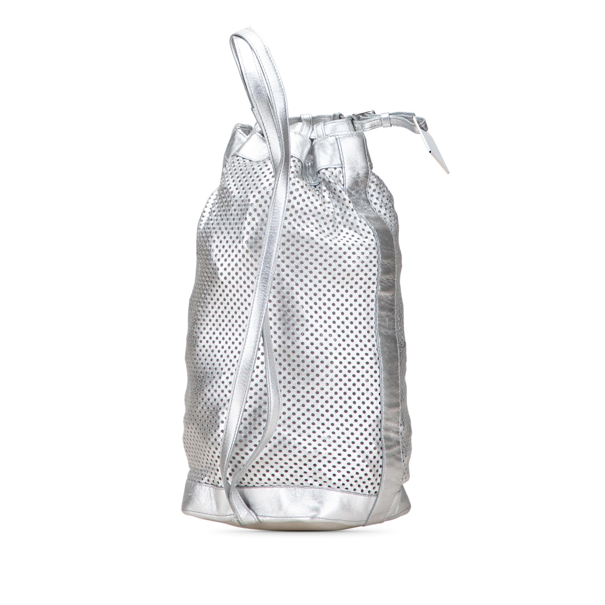 Celine Perforated Metallic Calfskin Sling Backpack
