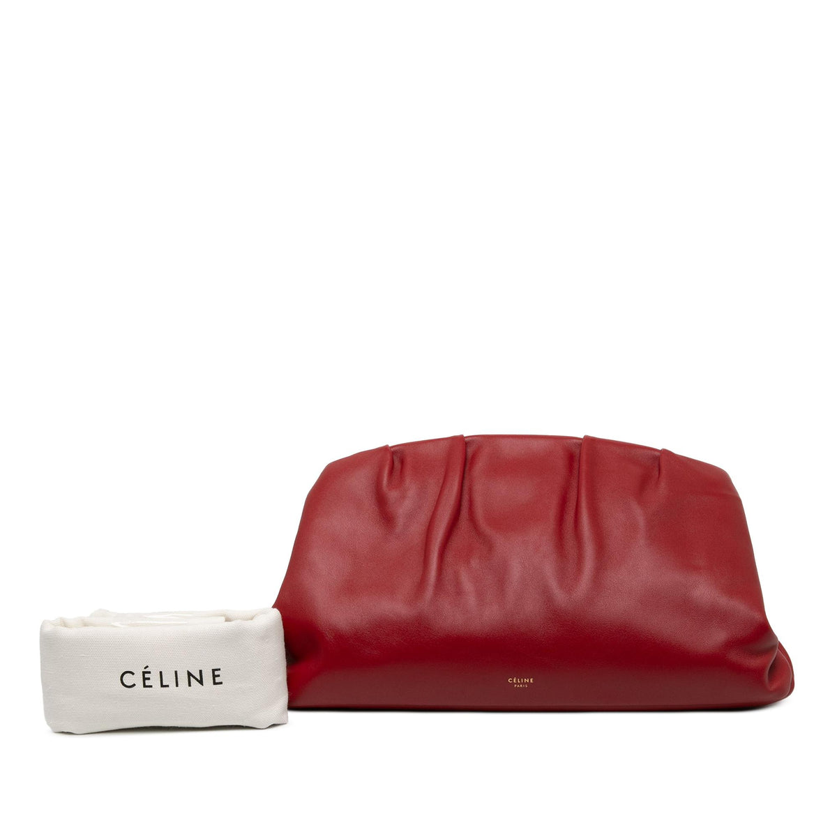 Celine Pleated Calfskin French Lock Clutch