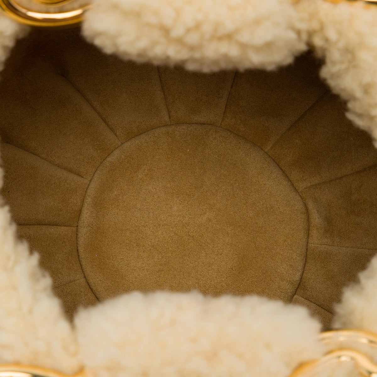 Celine Shearling Triomphe Frame Handbag