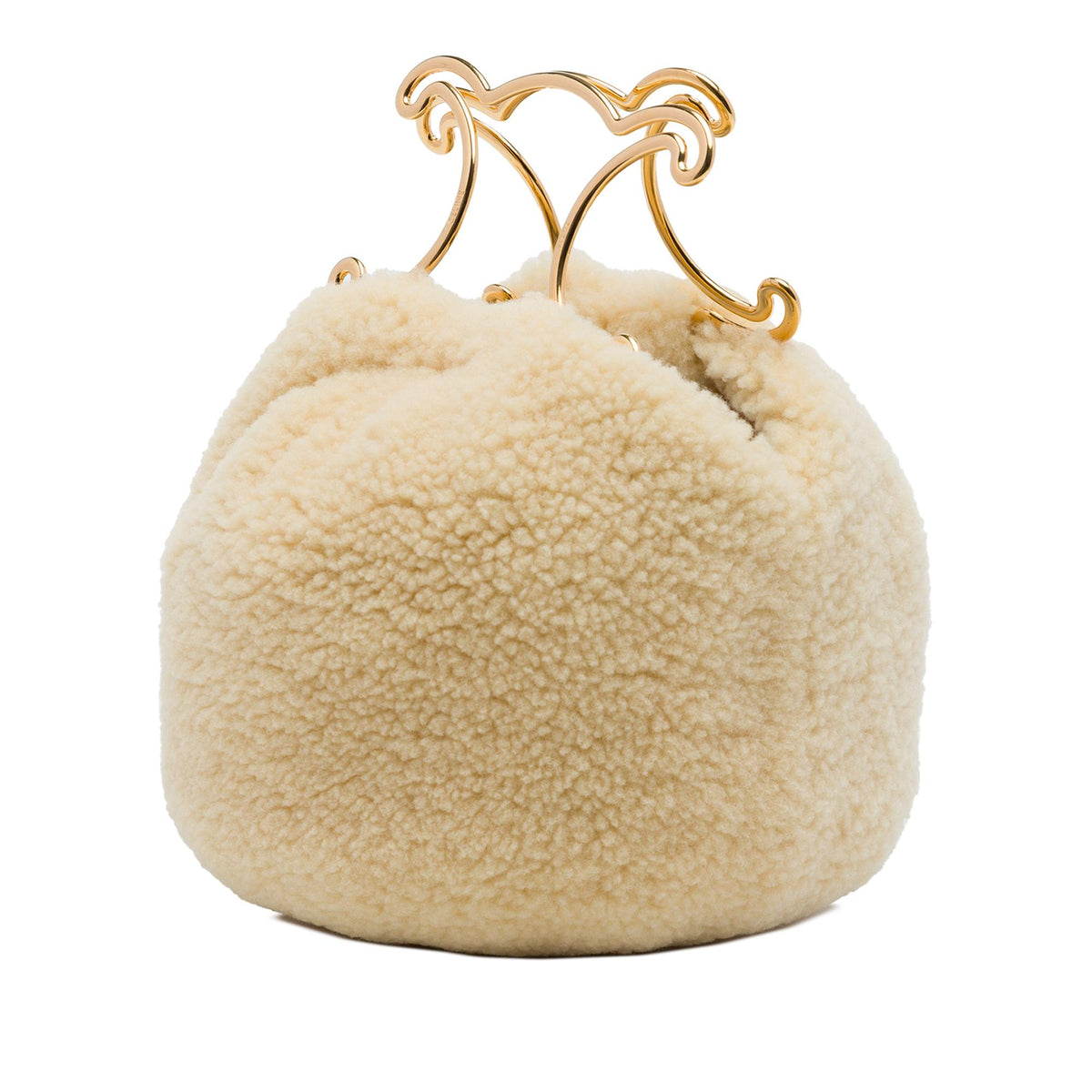 Celine Shearling Triomphe Frame Handbag