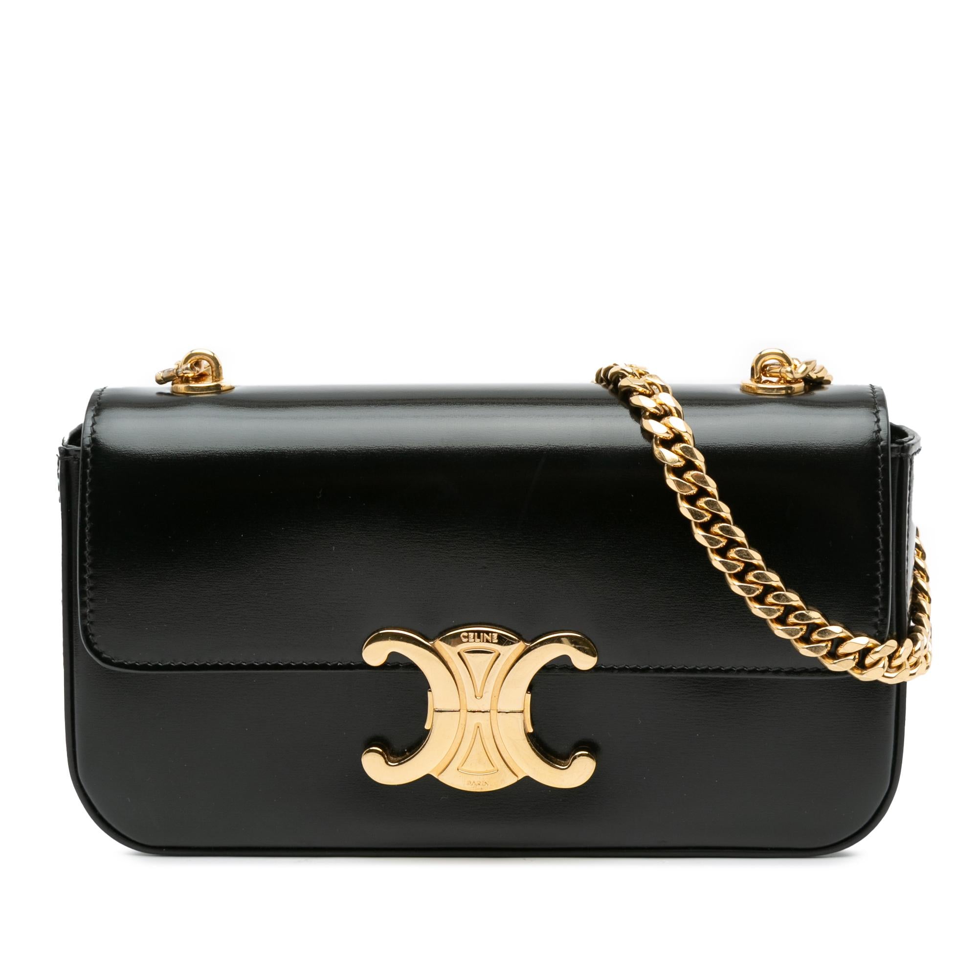 Celine Shiny Calfskin Claude Chain Shoulder Bag