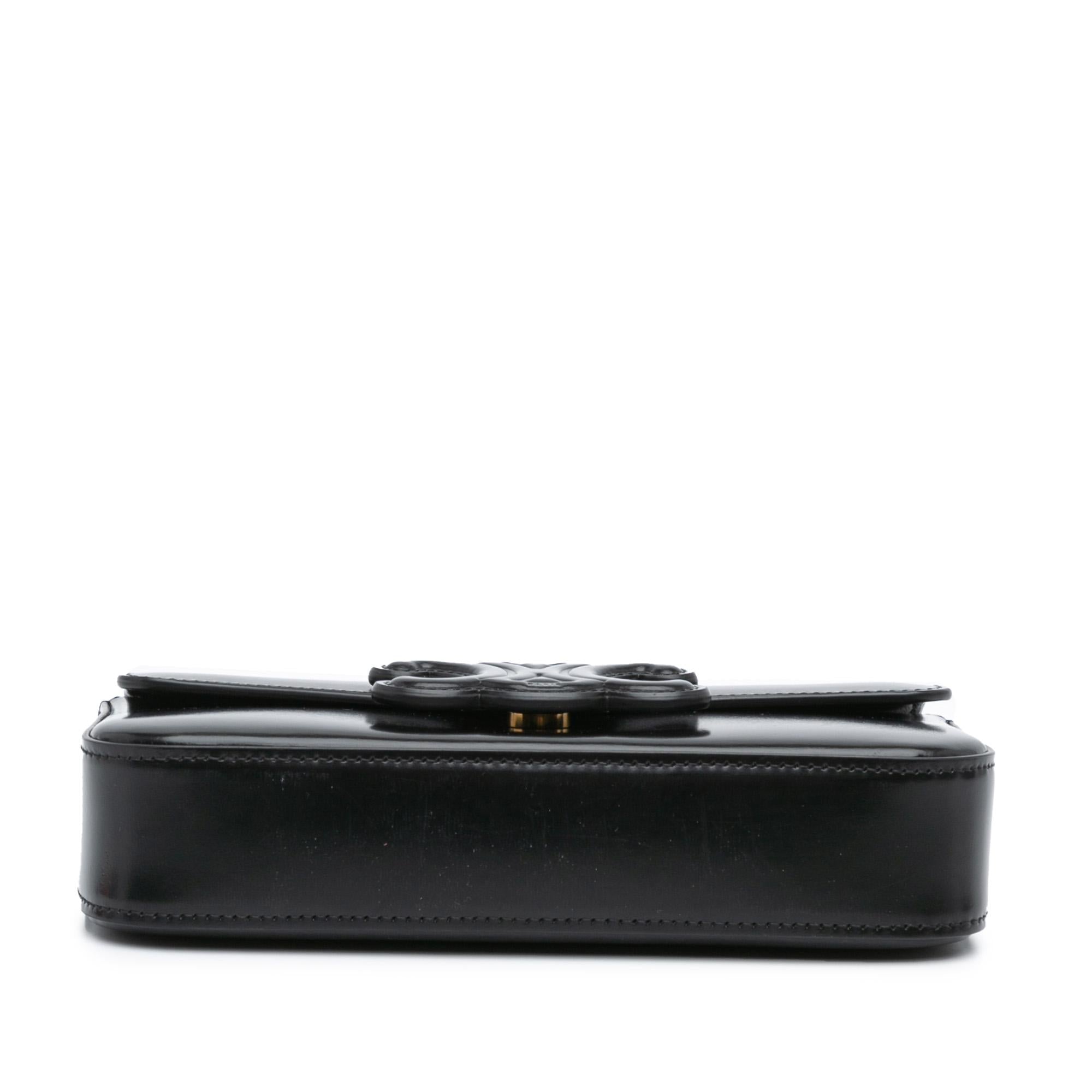 Celine Shiny Calfskin Triomphe Claude Chain Shoulder Bag