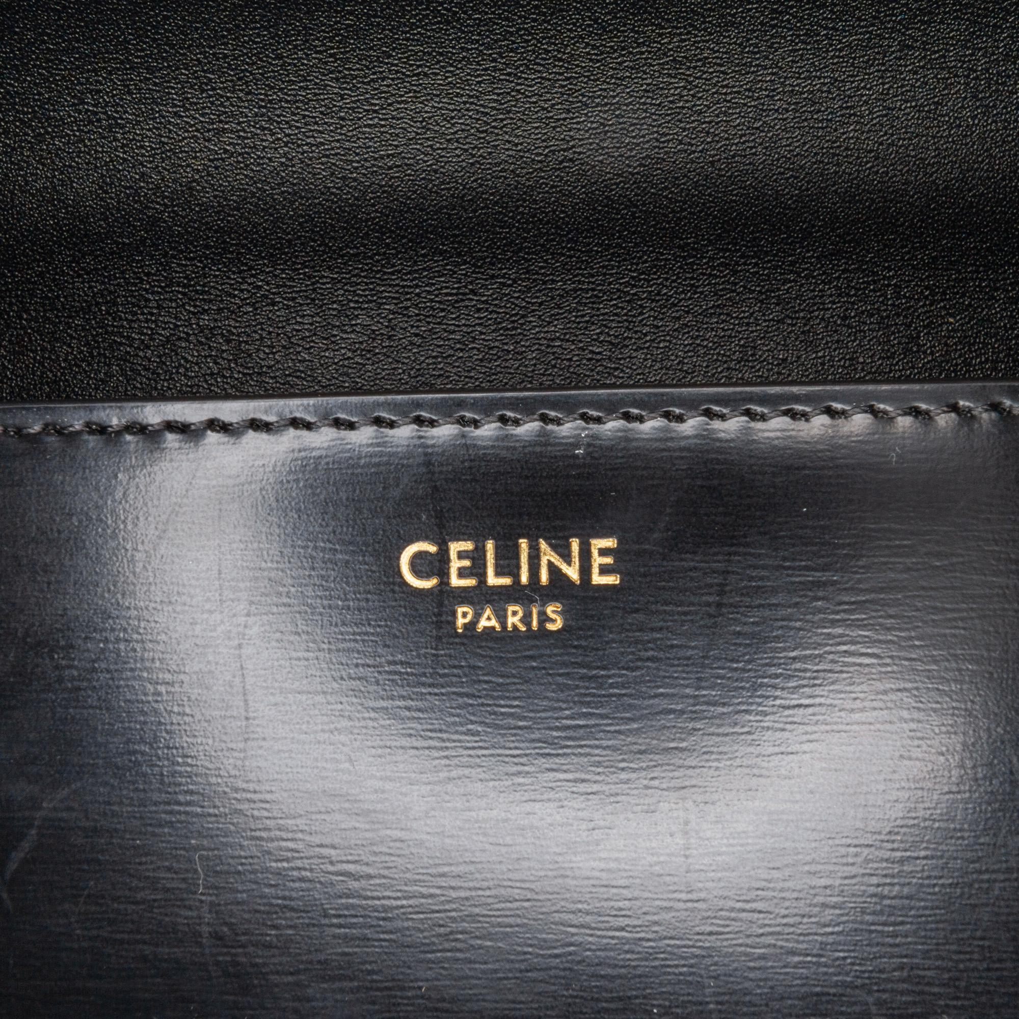 Celine Shiny Calfskin Triomphe Claude Chain Shoulder Bag