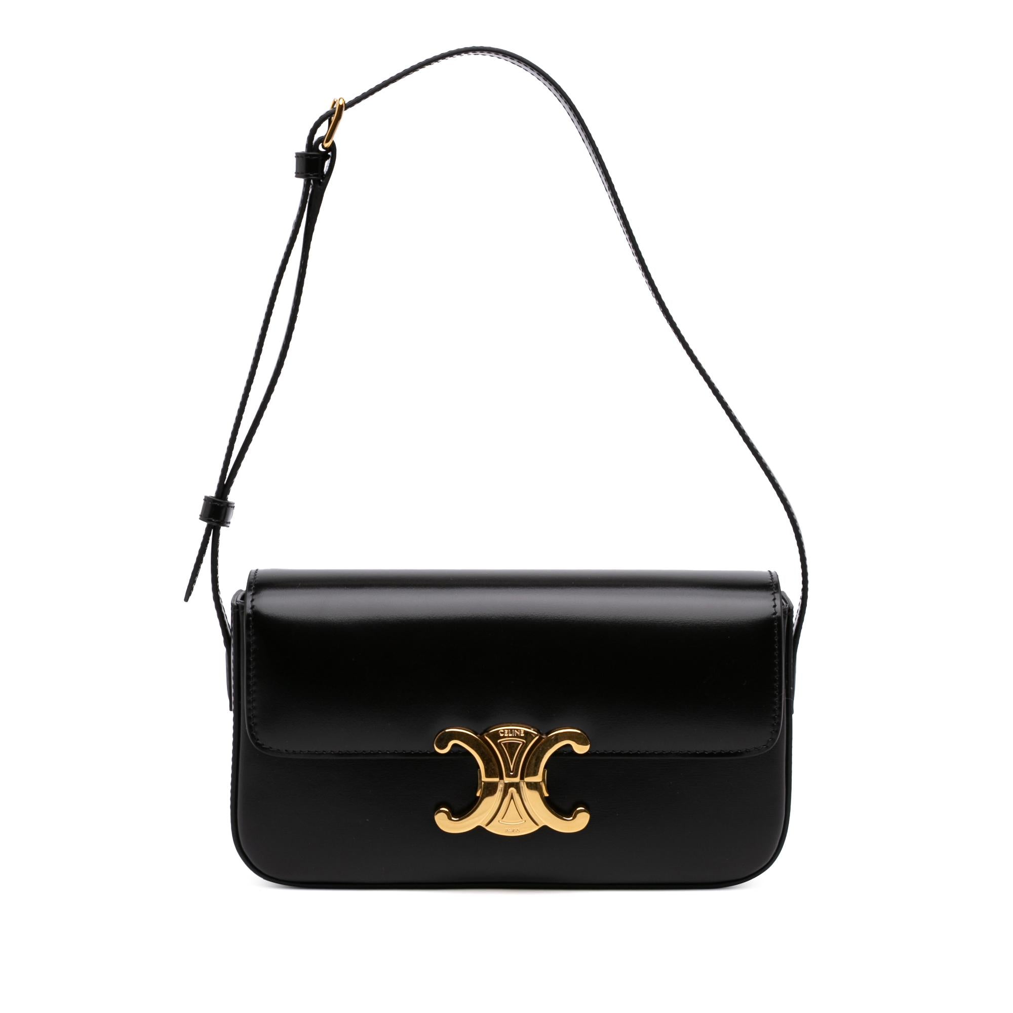 Celine Shiny Calfskin Triomphe Claude Shoulder Bag