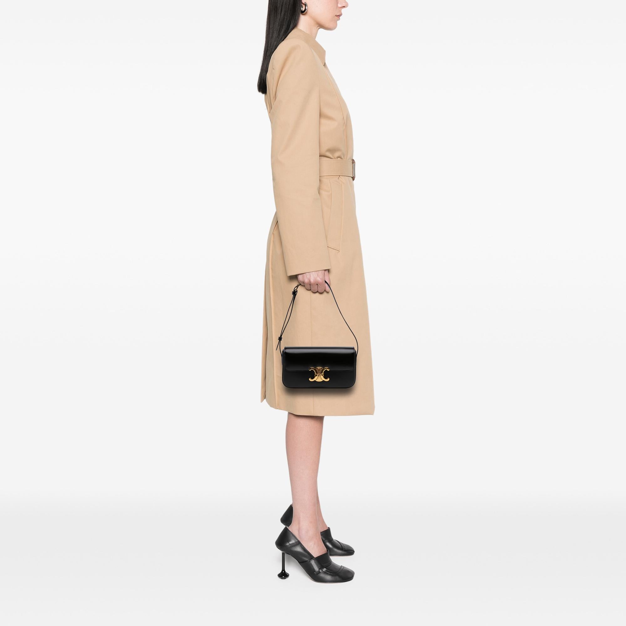Celine Shiny Calfskin Triomphe Claude Shoulder Bag