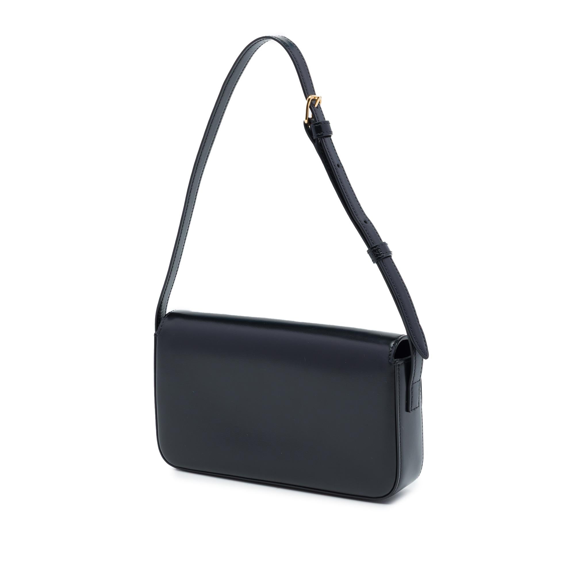 Celine Shiny Calfskin Triomphe Claude Shoulder Bag