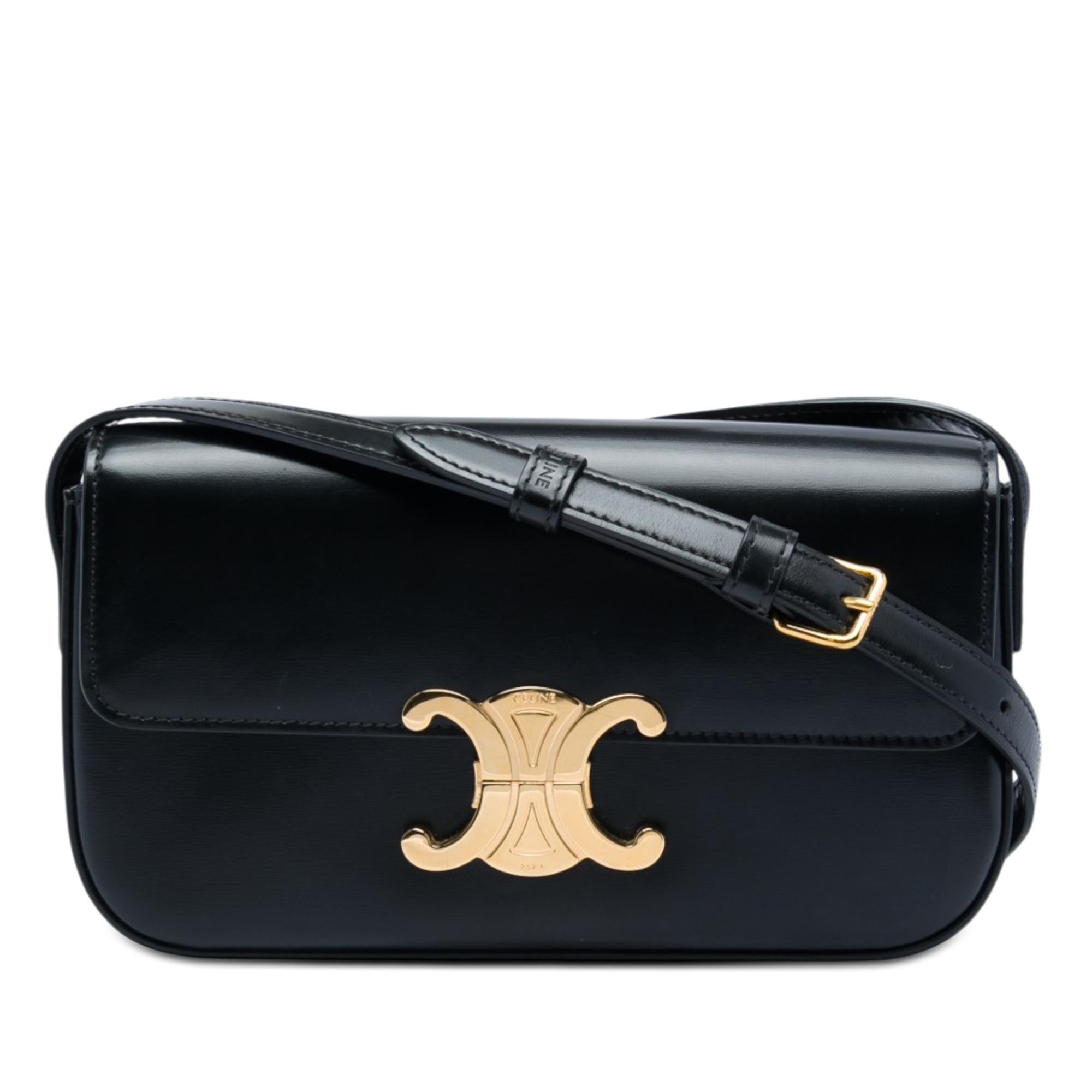 Celine Shiny Calfskin Triomphe Claude Shoulder Bag