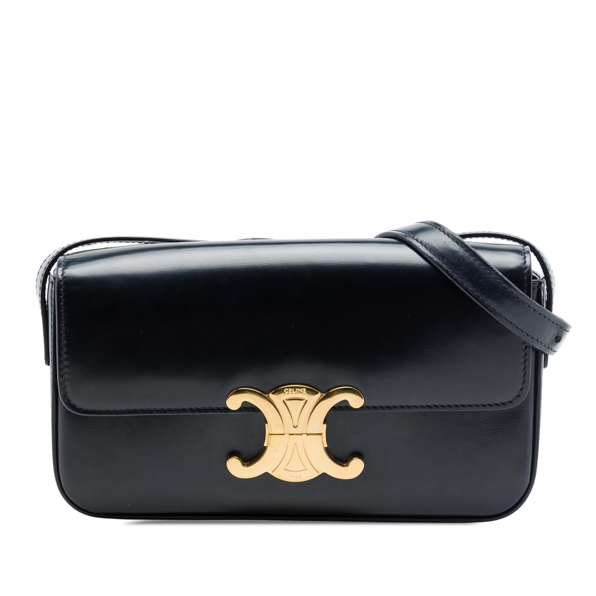 Celine Shiny Calfskin Triomphe Claude Shoulder Bag