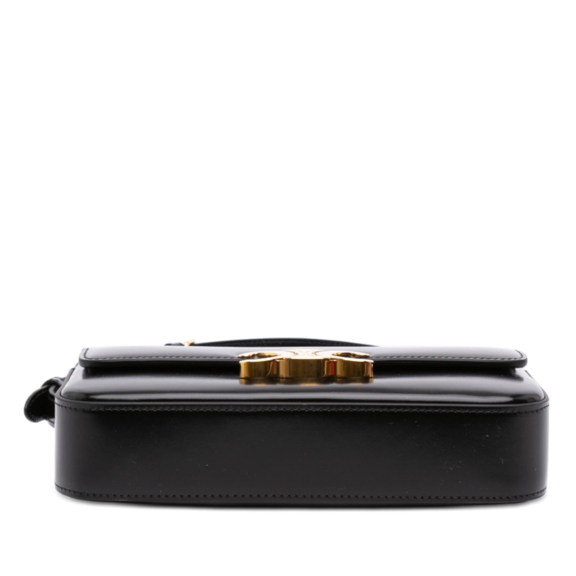 Celine Shiny Calfskin Triomphe Claude Shoulder Bag
